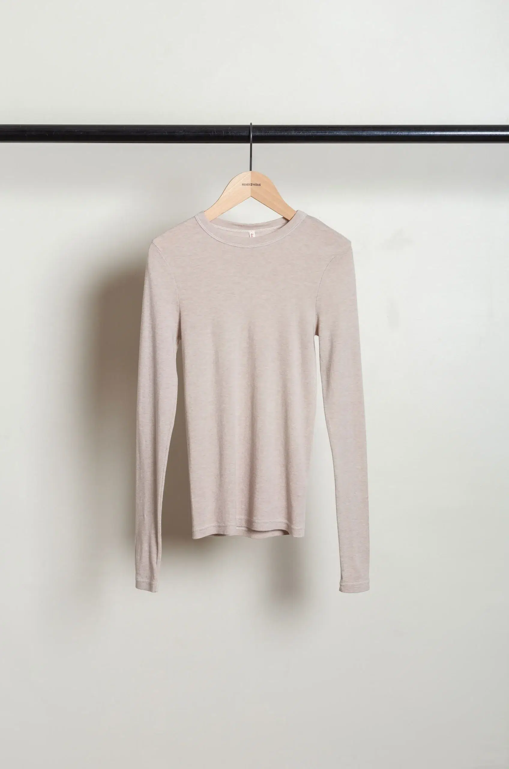 BABACO - Cotton/Silk Basic Long Sleeve T-shirt BA01-CR36 - Stone Beige
