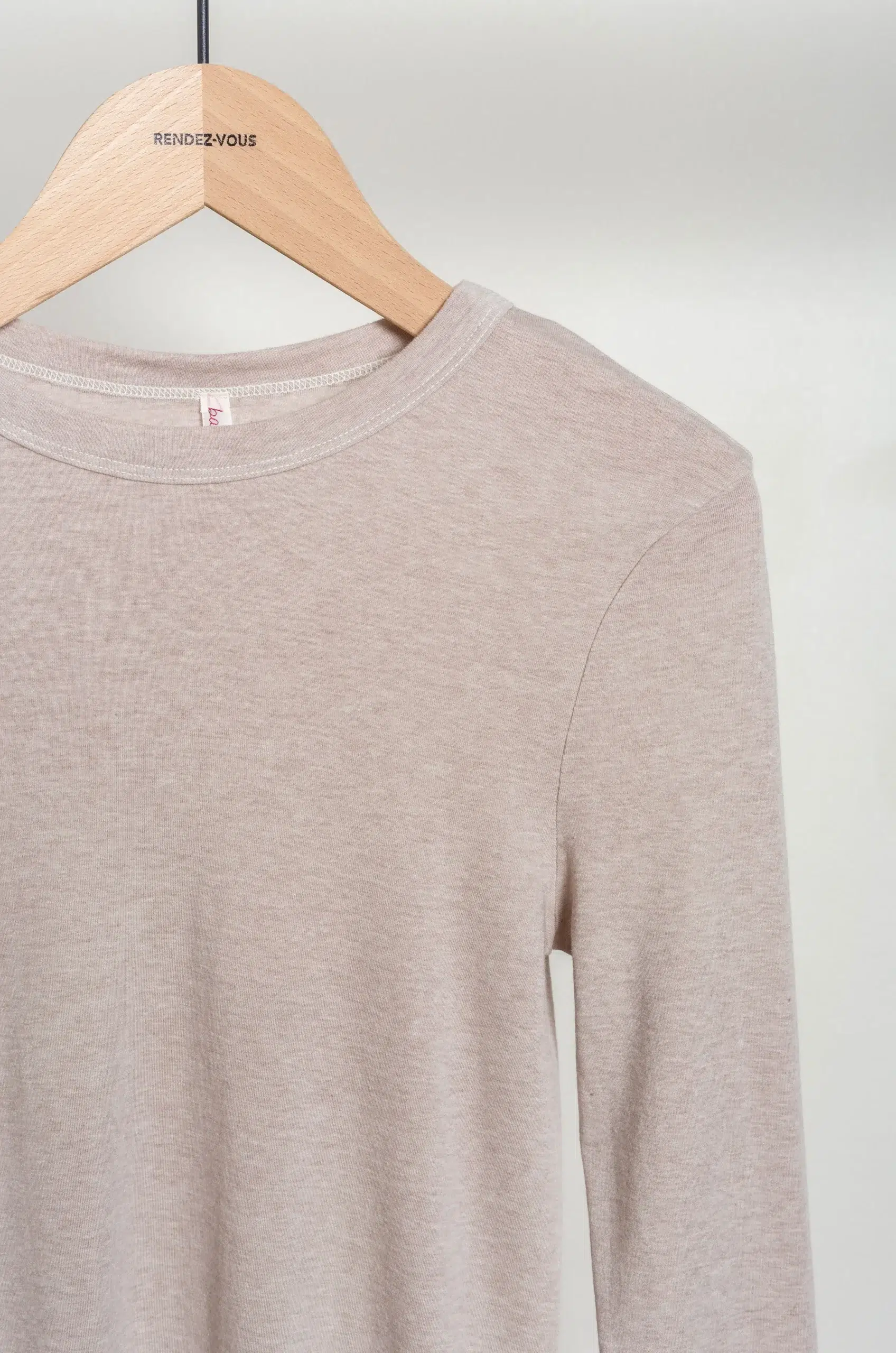BABACO - Cotton/Silk Basic Long Sleeve T-shirt BA01-CR36 - Stone Beige