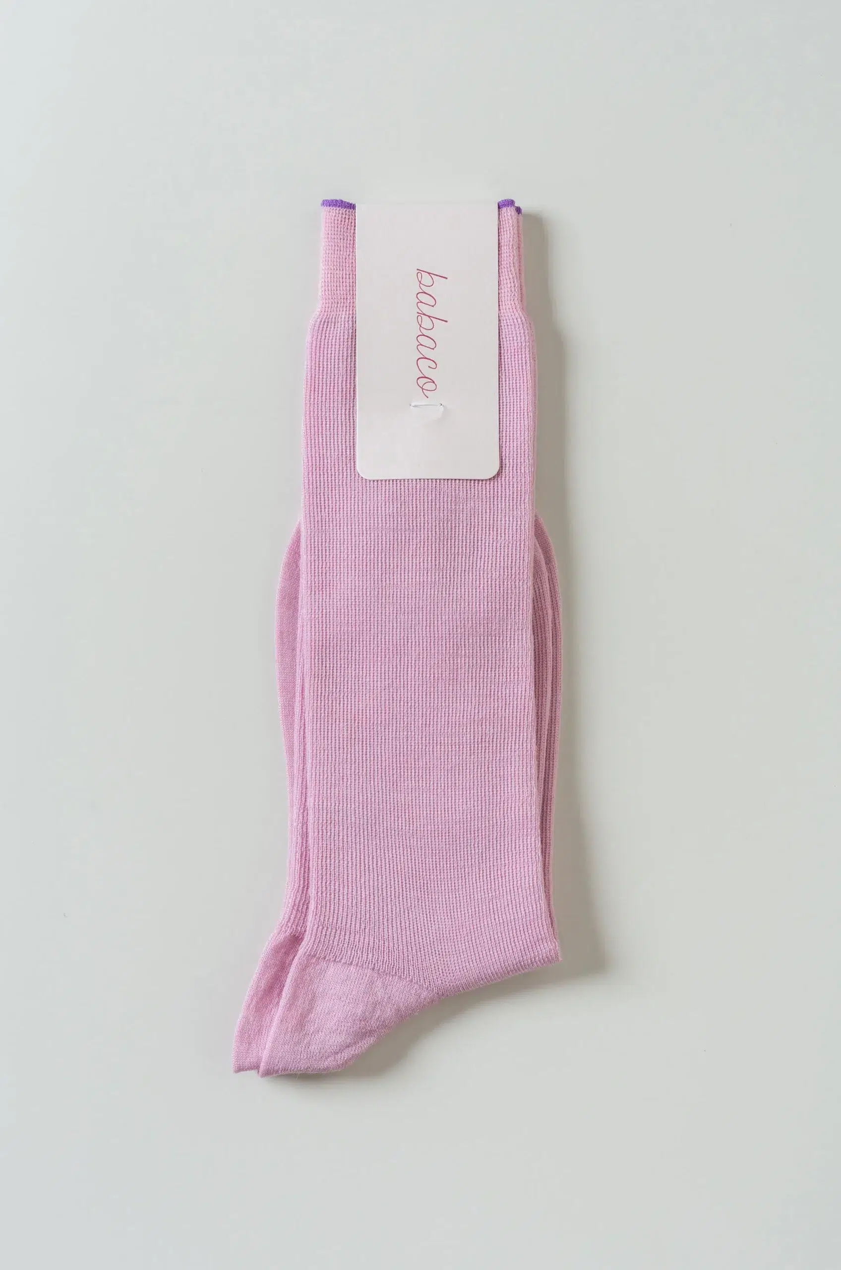 BABACO - Wool Fine Ribbed Socks BA02-B60W - Powder Pink