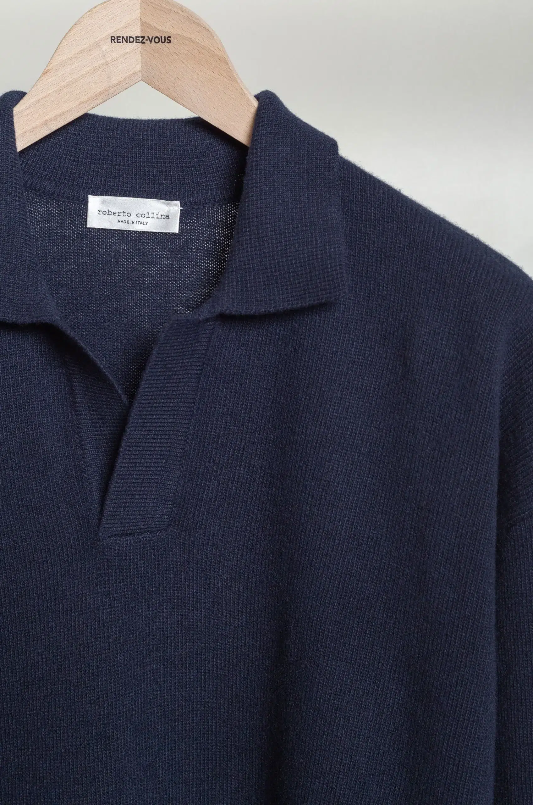 Roberto Collina - Knit LS Skipper Polo Neck Sweater - Navy