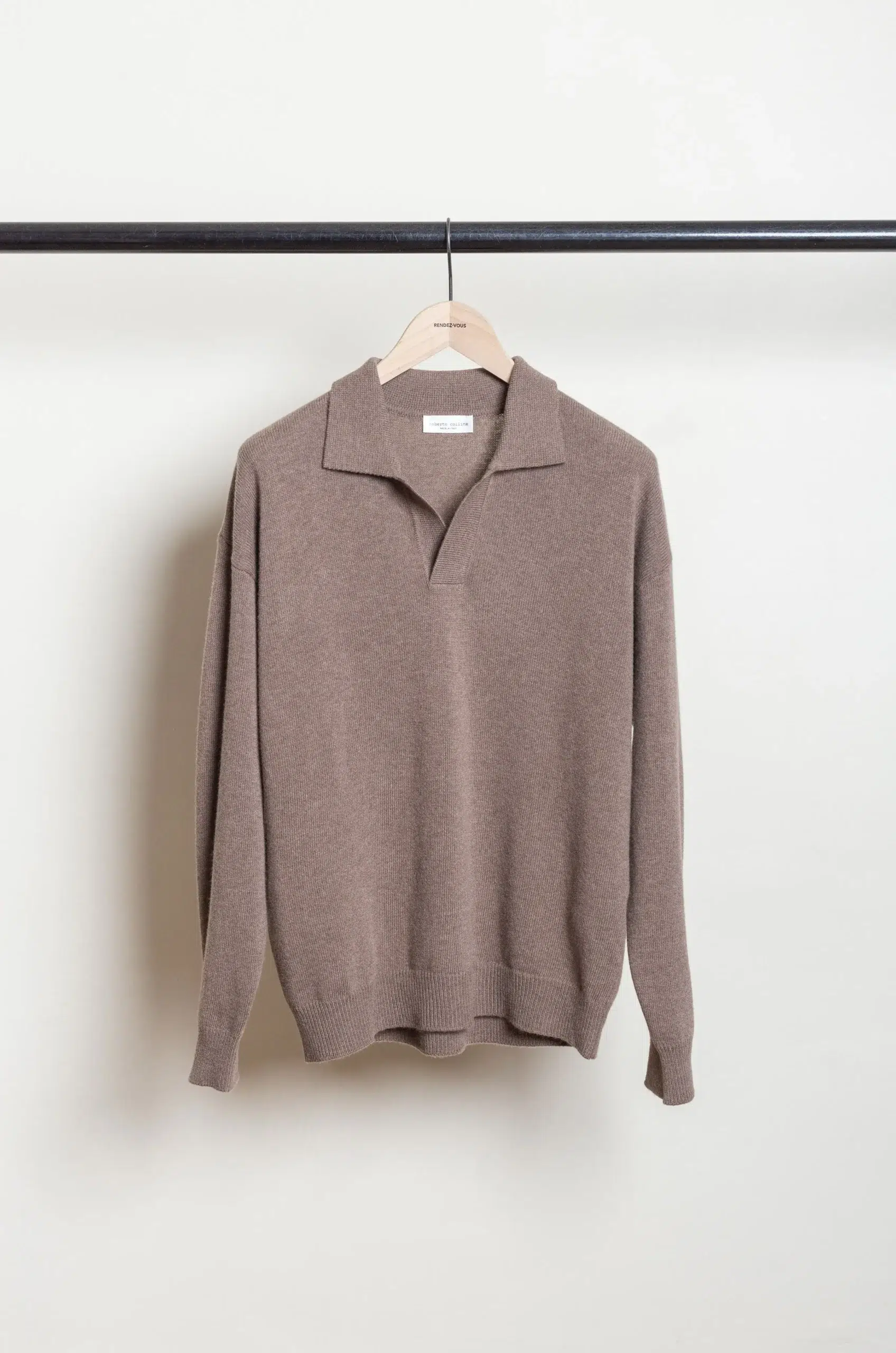 Roberto Collina - Knit LS Skipper Polo Neck Sweater - Tortora