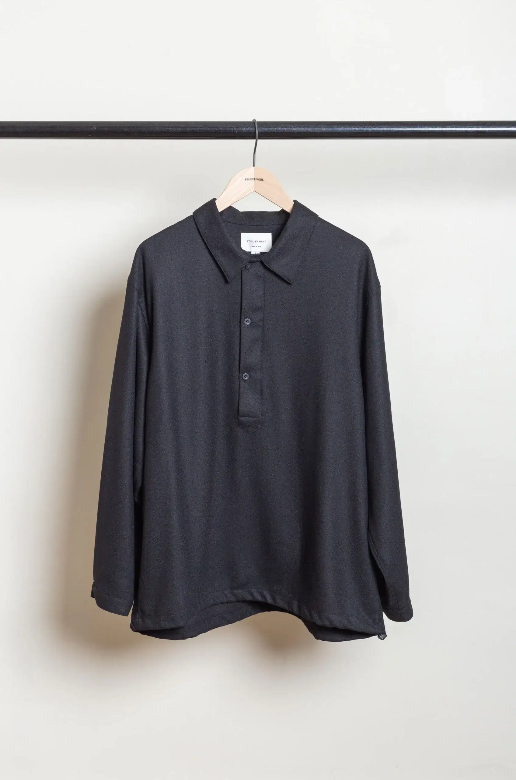 Still By Hand - Wool shirt anorak SH06263OS - BLACK