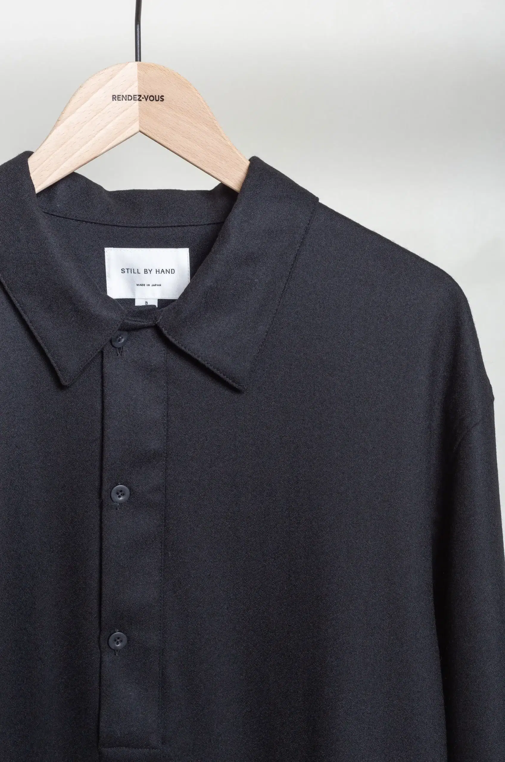 Still By Hand - Wool shirt anorak SH06263OS - BLACK