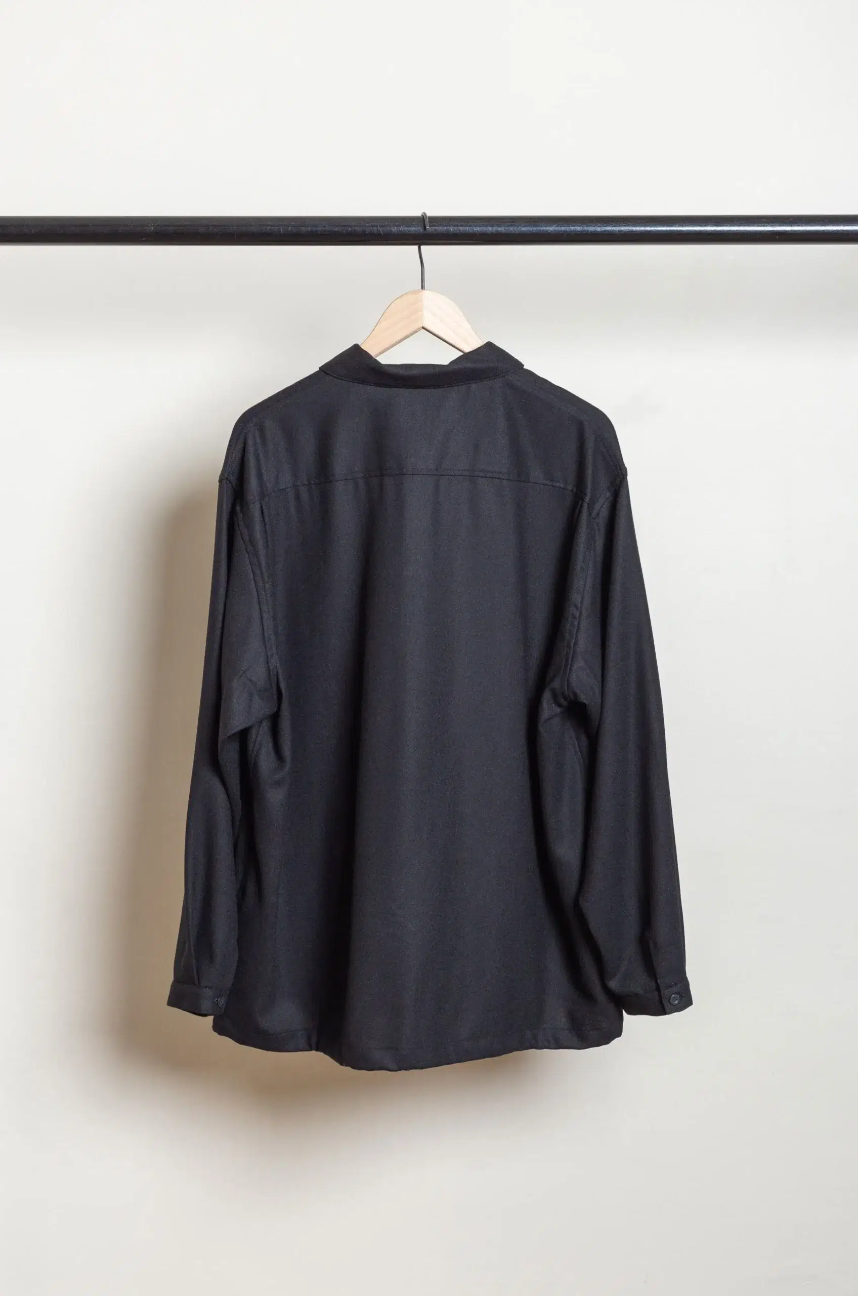 Still By Hand - Wool shirt anorak SH06263OS - BLACK