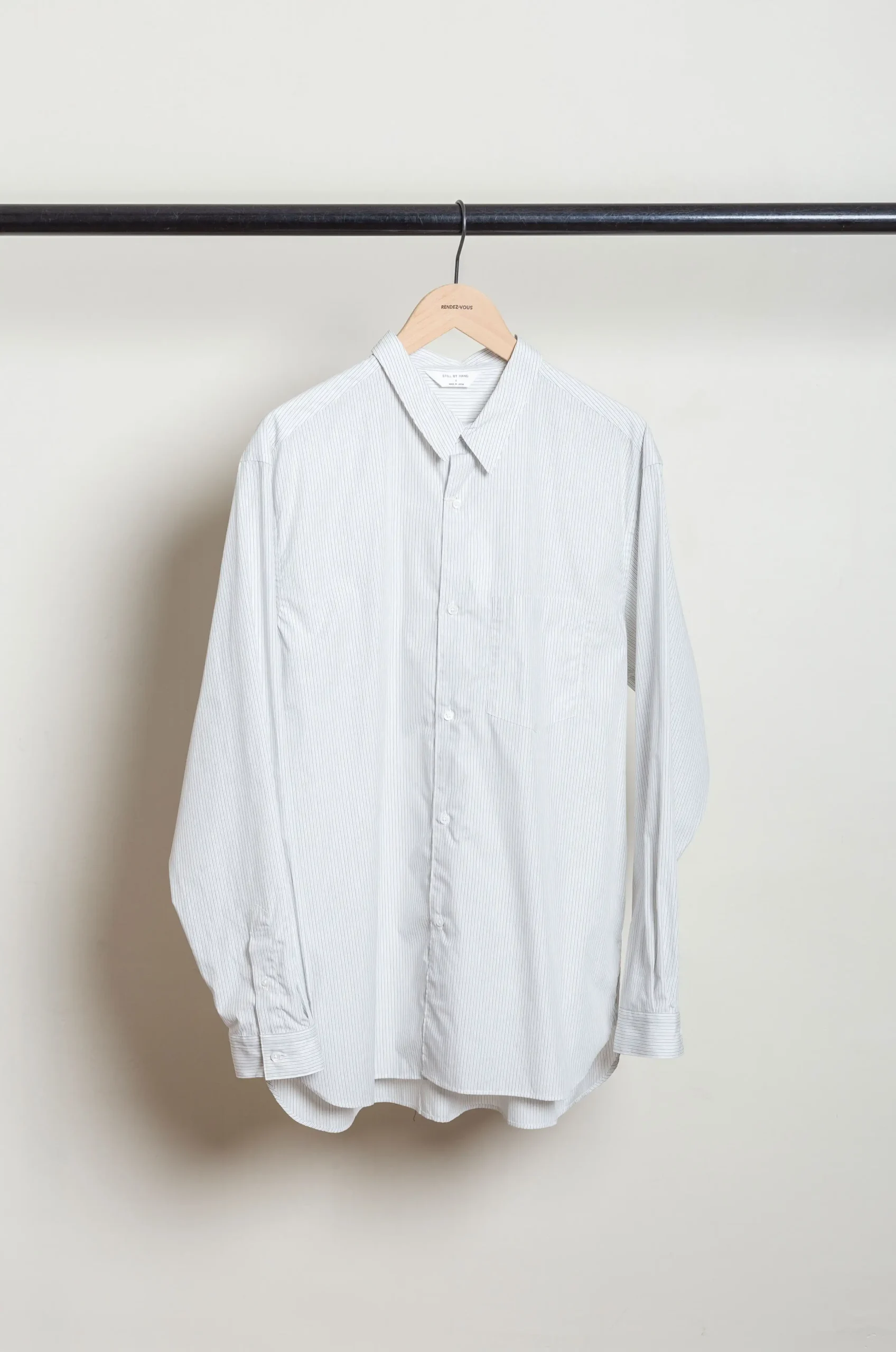 Still By Hand - Regular collar shirt SH00221OS - WHITE STRIPE