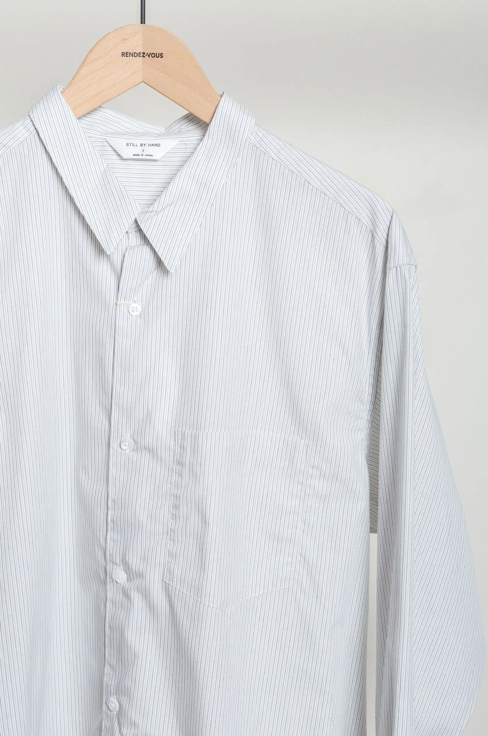 Still By Hand - Regular collar shirt SH00221OS - WHITE STRIPE