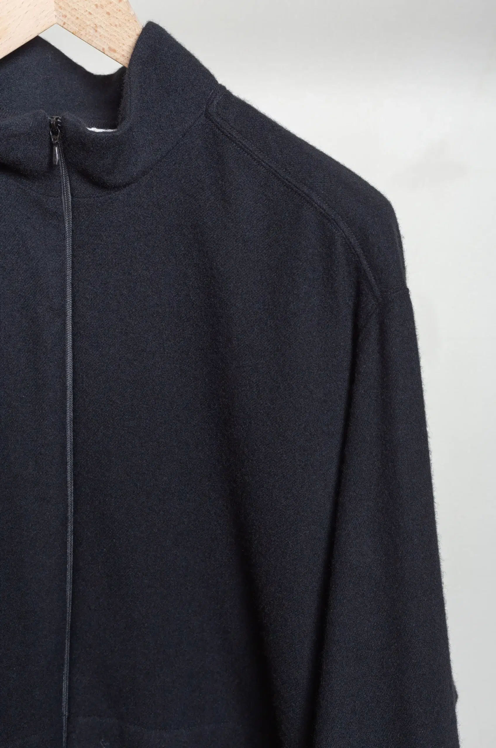 Still By Hand - Cashmere mixed high neck blouson BL04263OS - BLACK