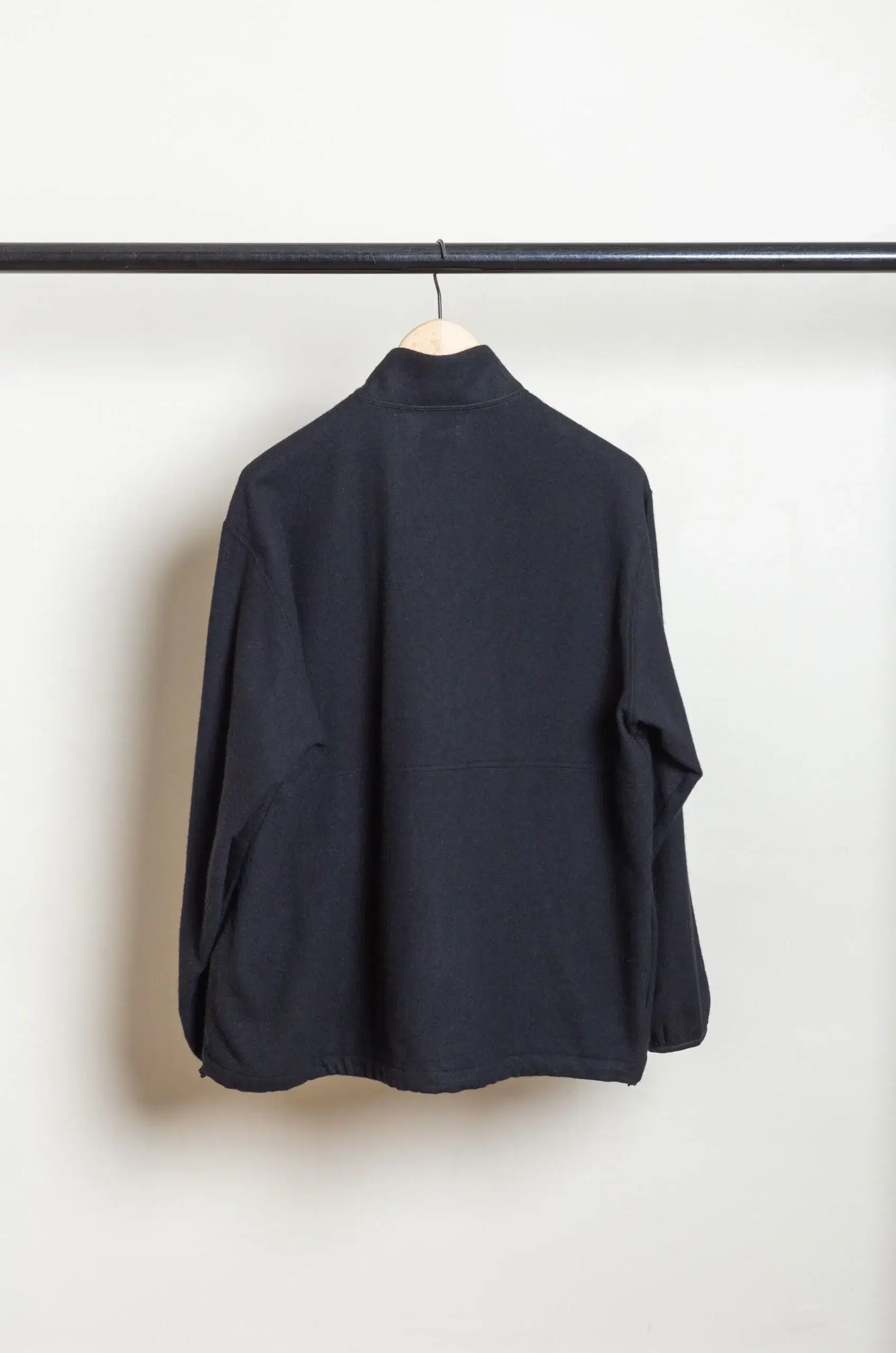 Still By Hand - Cashmere mixed high neck blouson BL04263OS - BLACK