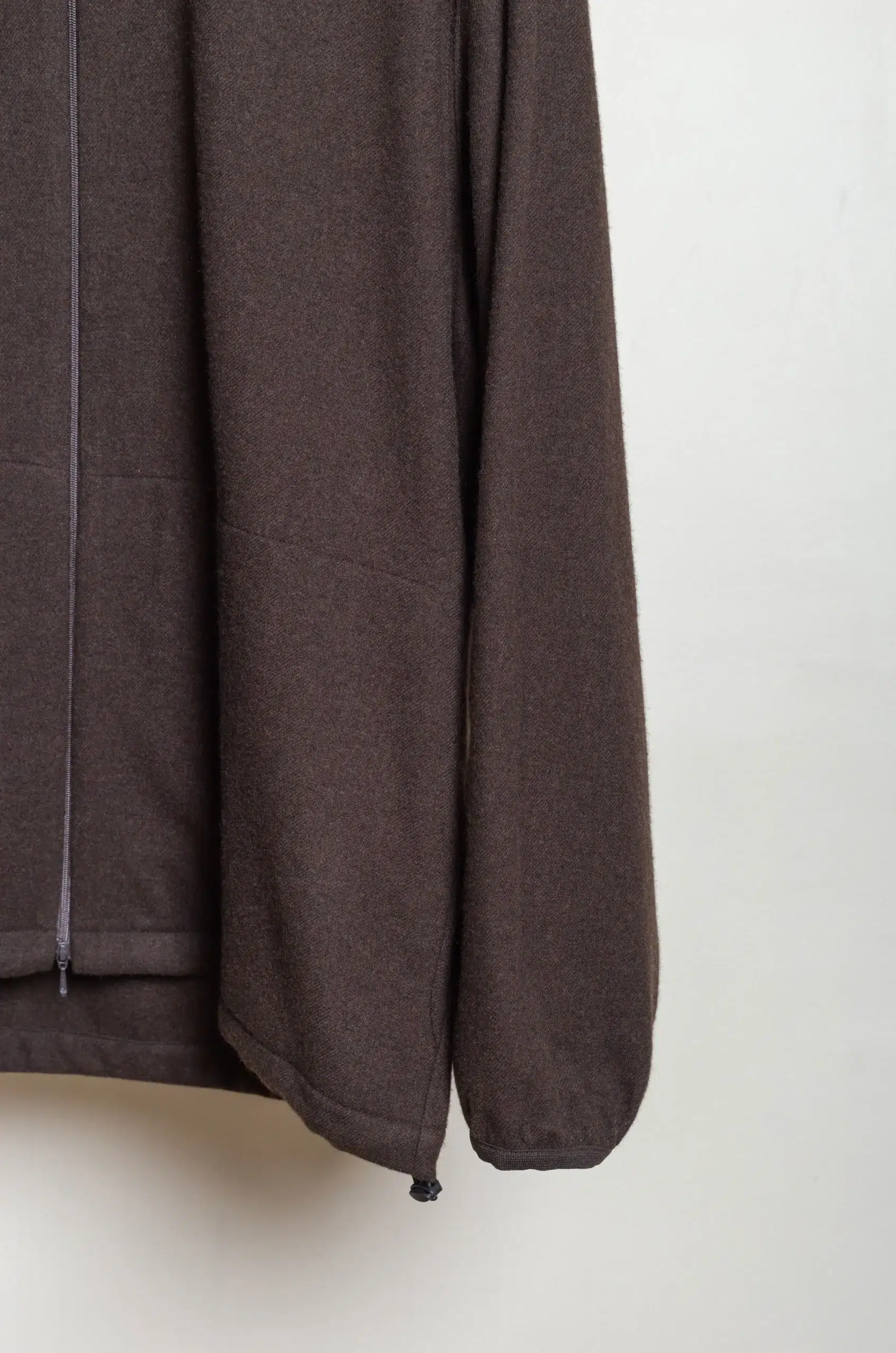 Still By Hand - Cashmere mixed high neck blouson BL04263OS - DARK BROWN