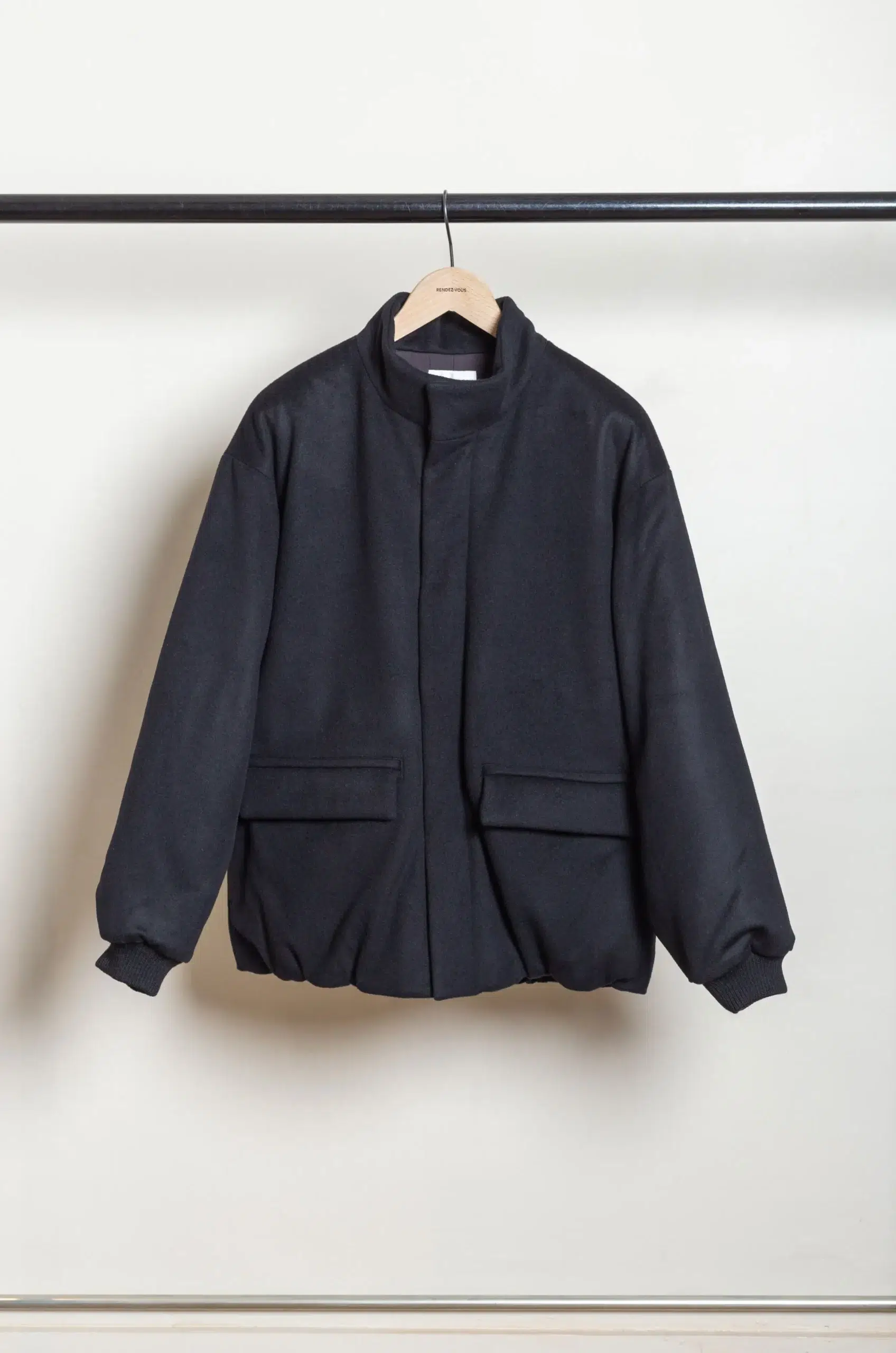 Still By Hand - Padded wool blouson BL05263OS - BLACK