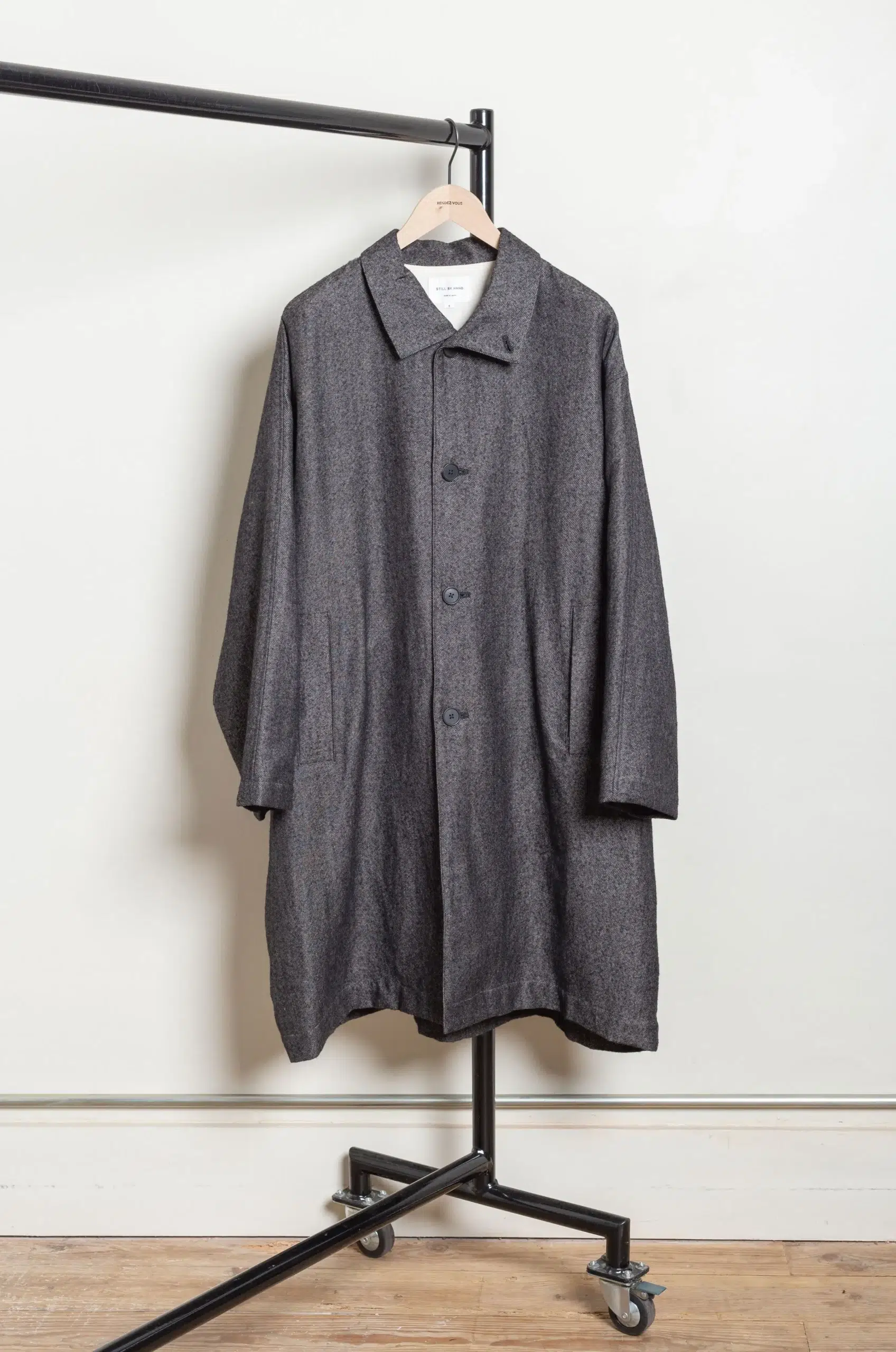 Still By Hand - Linen mixed wool coat CO01263OS - MELANGE GREY