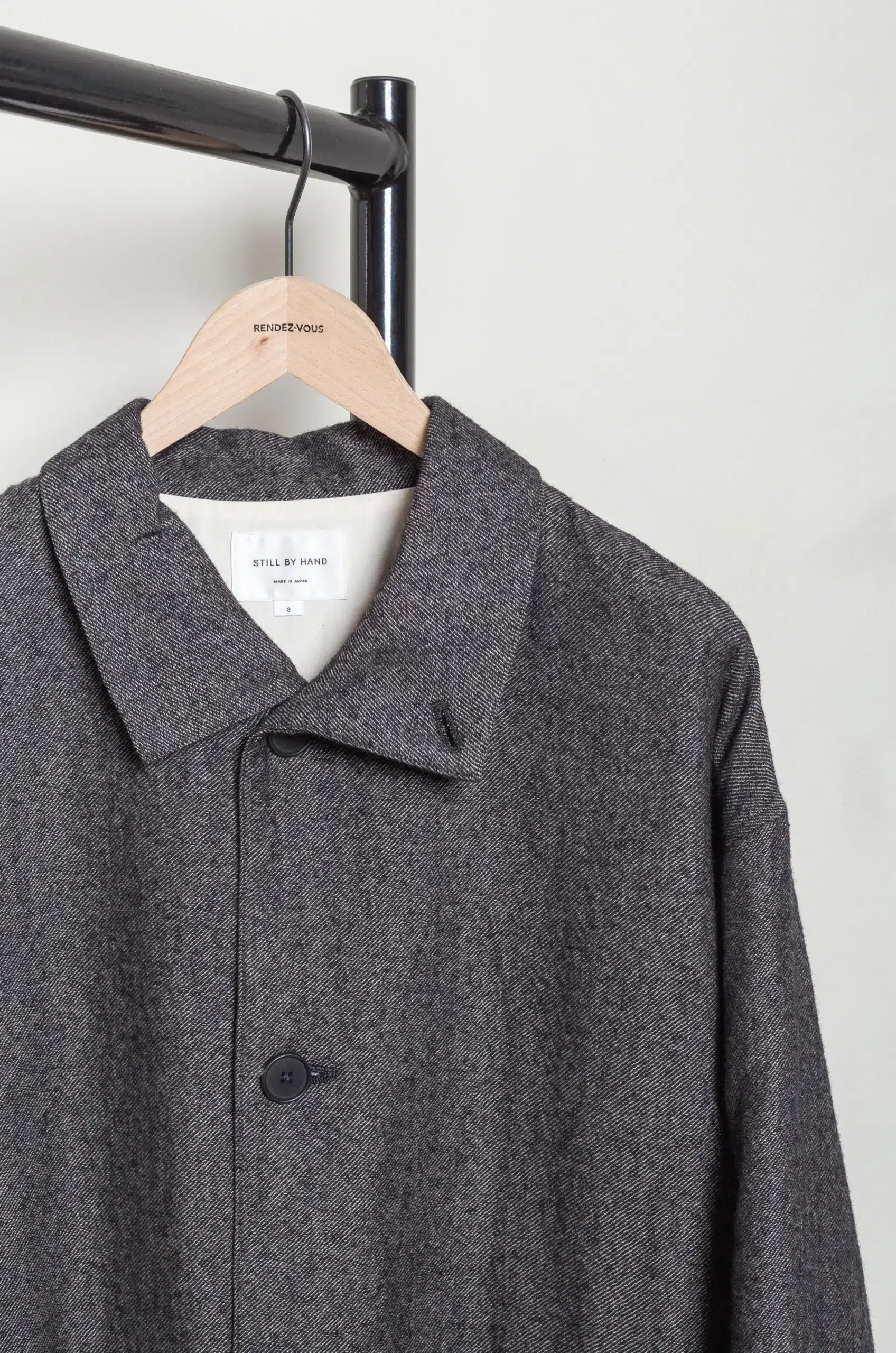 Still By Hand - Linen mixed wool coat CO01263OS - MELANGE GREY