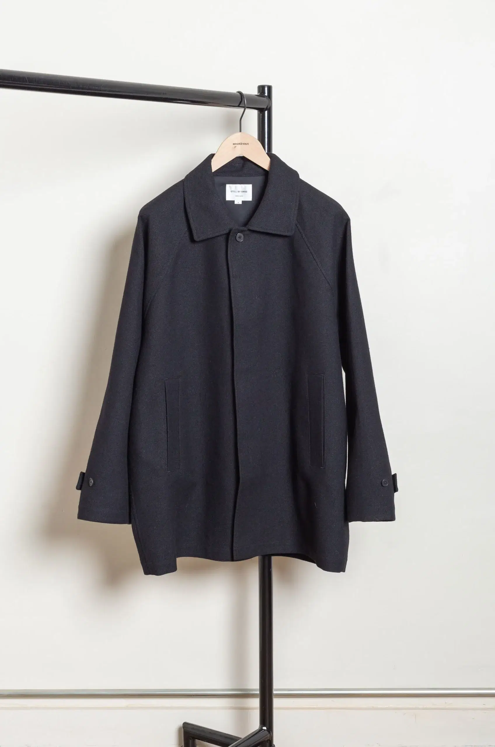 Still By Hand - Silk mixed wool coat CO02263OS - BLACK