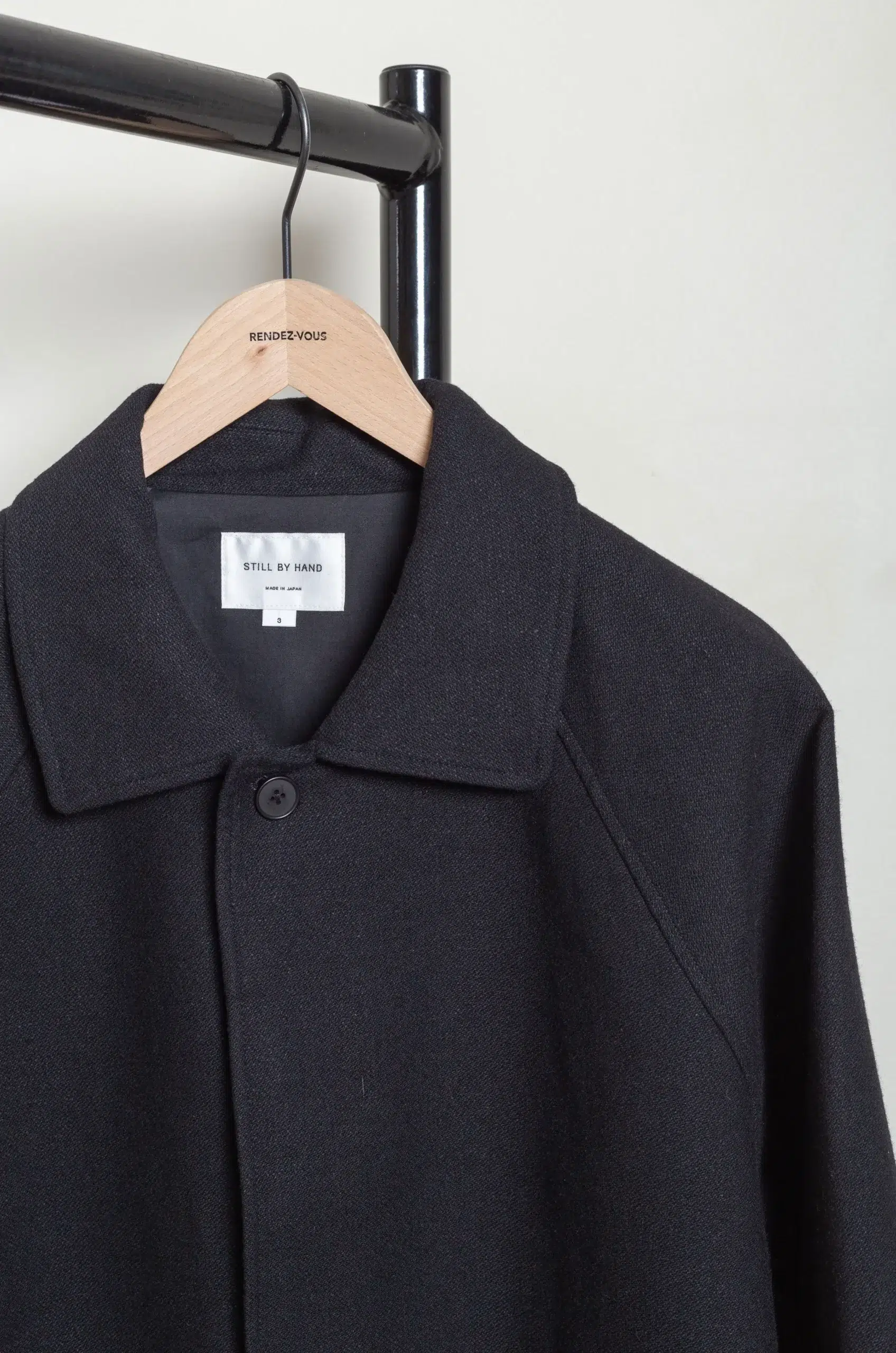 Still By Hand - Silk mixed wool coat CO02263OS - BLACK