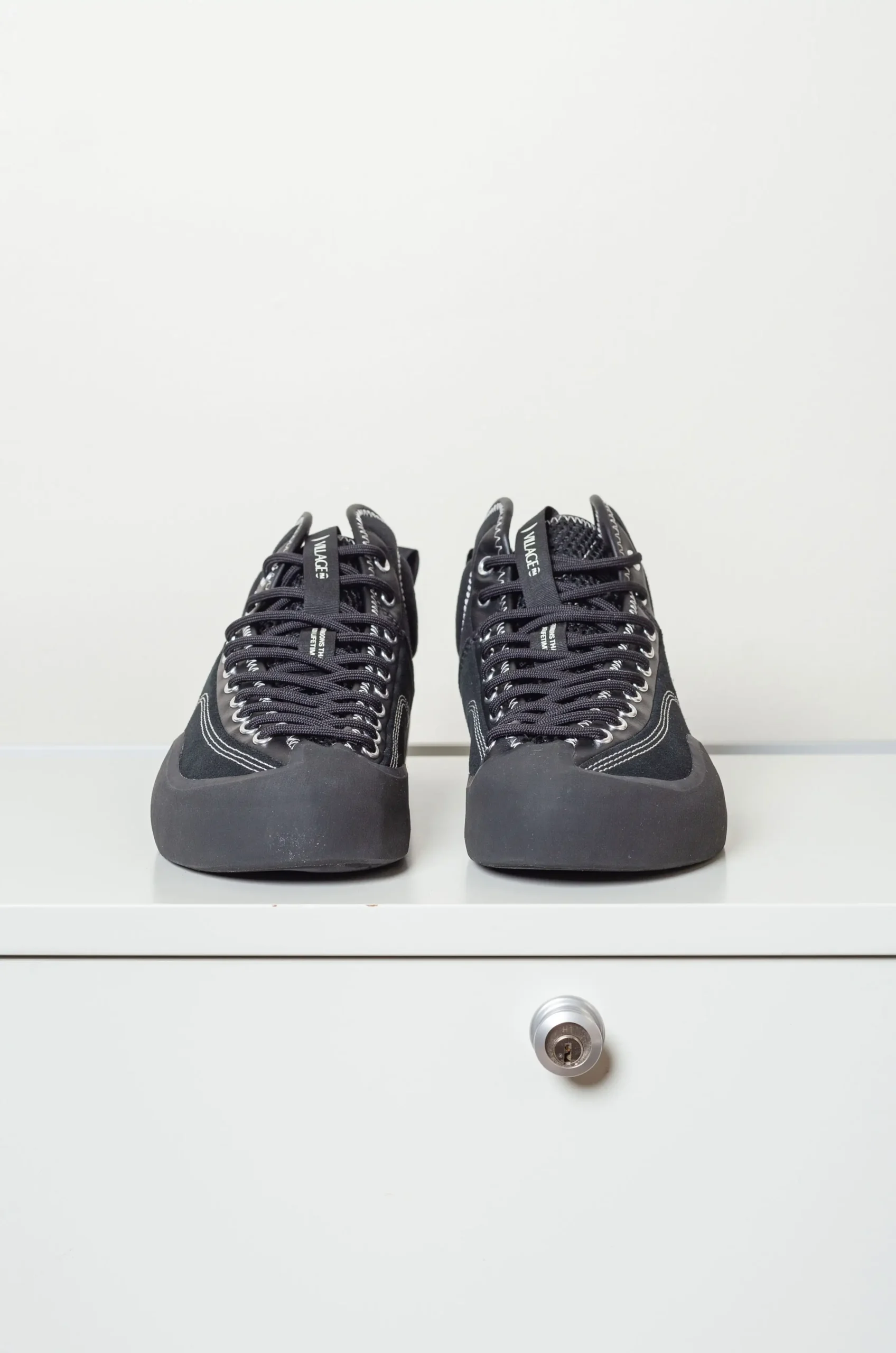 VILLAGE - 1PM MID Leather Suede / Canvas - Black / Natural Black