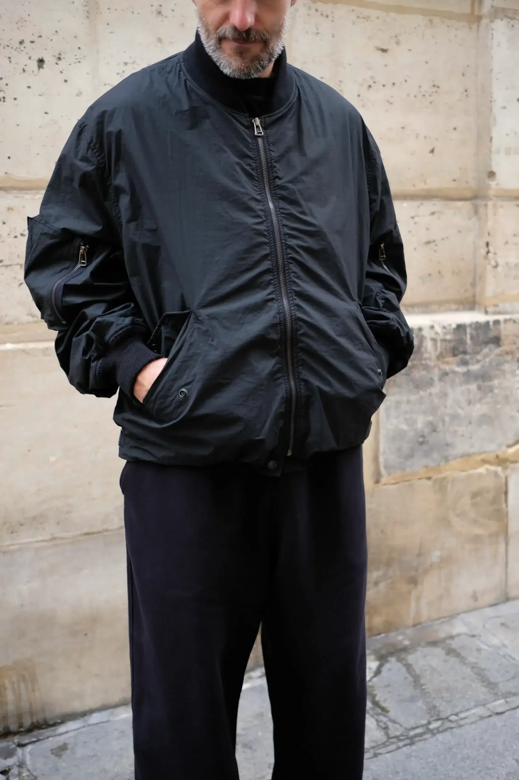 Comoli - Cotton Nylon Military Blouson E03-01032 - BLACK