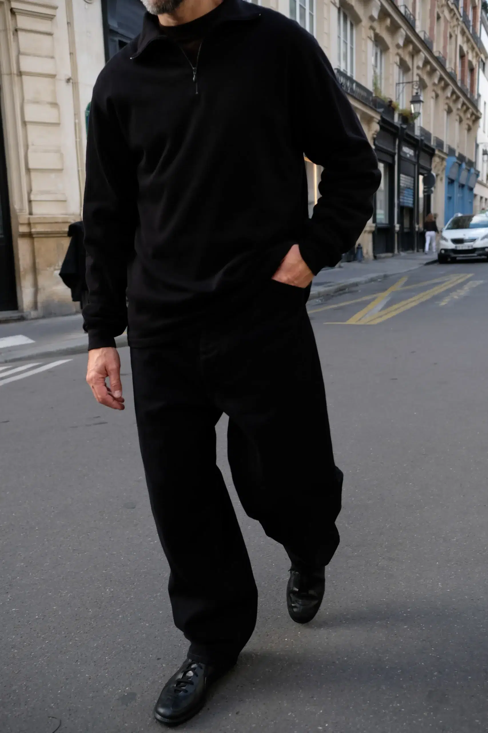 Comoli - Cotton Jersey Half-Zip E03-05042 - BLACK
