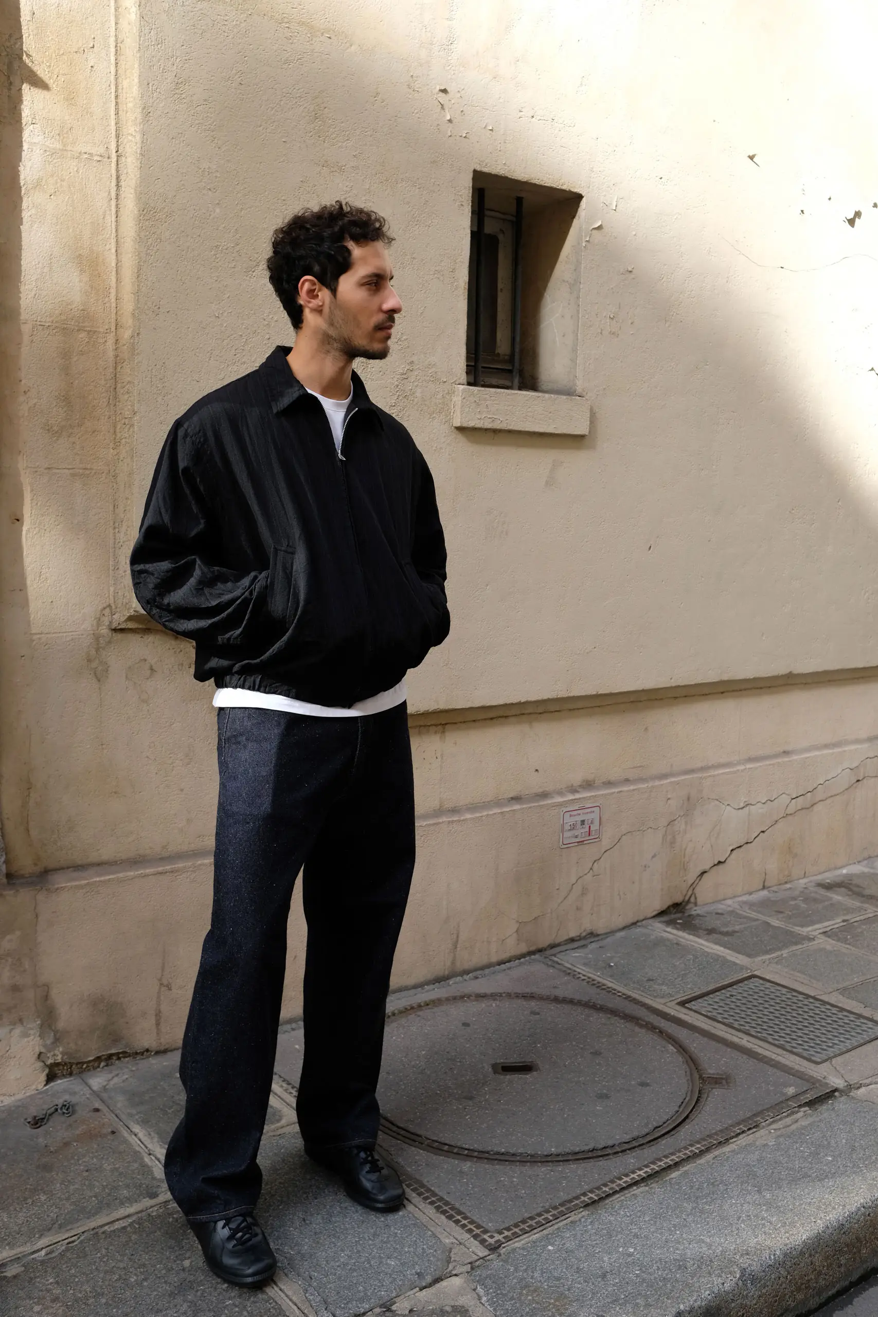 Kaptain Sunshine - Wool Stripe Zip Blouson KS26FJK21 - BLACK