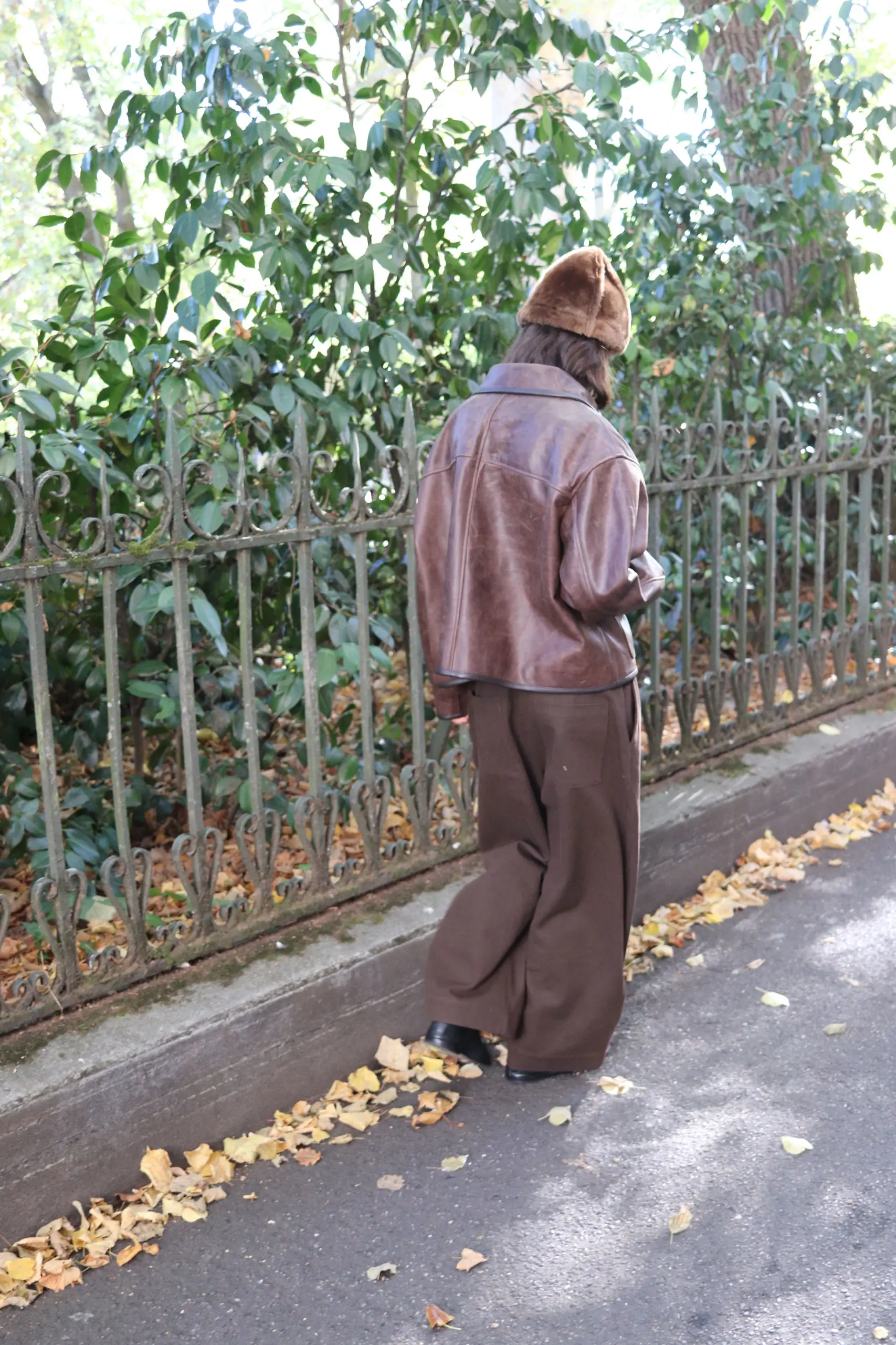CAWLEY - WAXED LEATHER FLYING JACKET - WALNUT