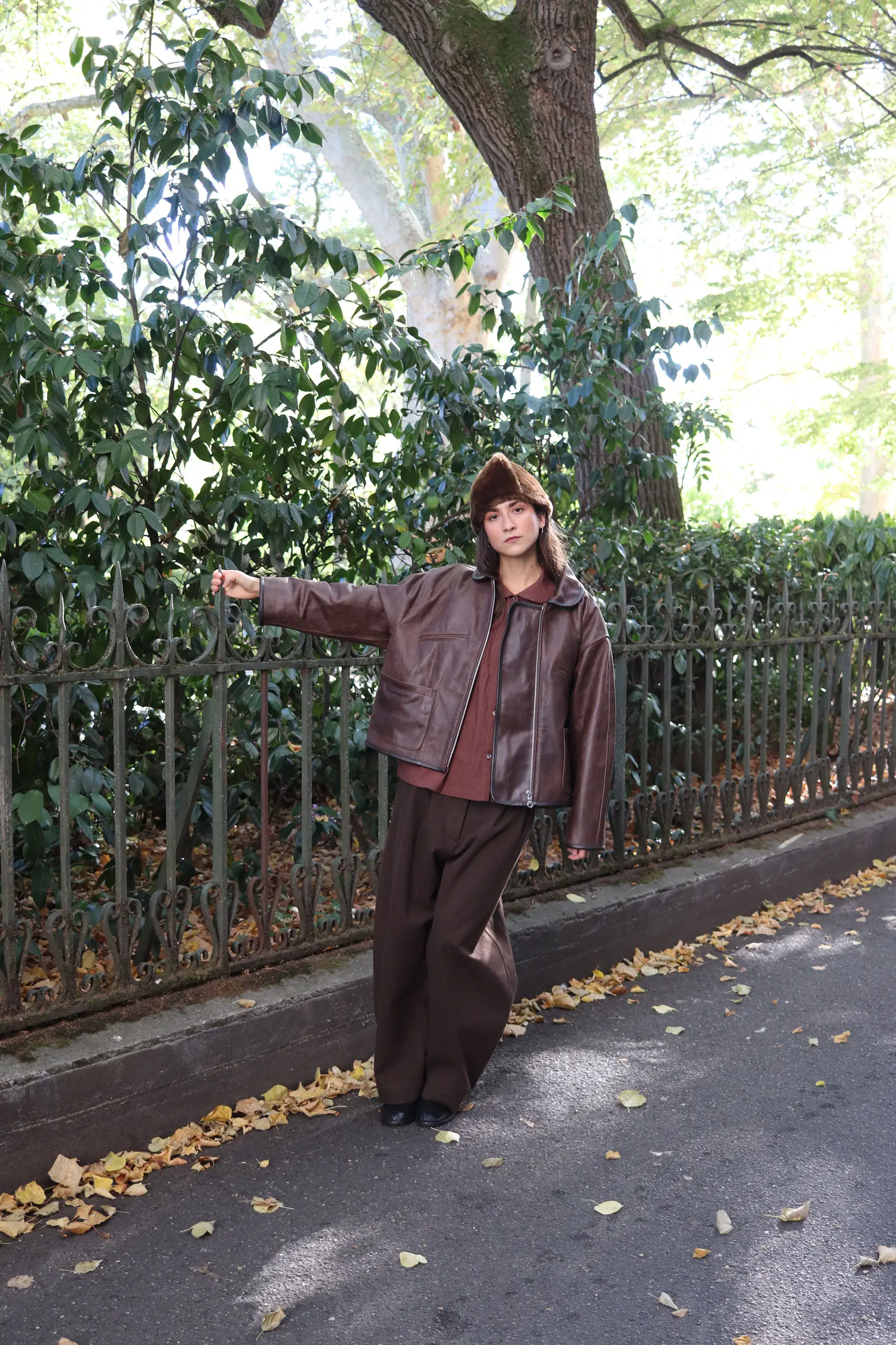 CAWLEY - WAXED LEATHER FLYING JACKET - WALNUT