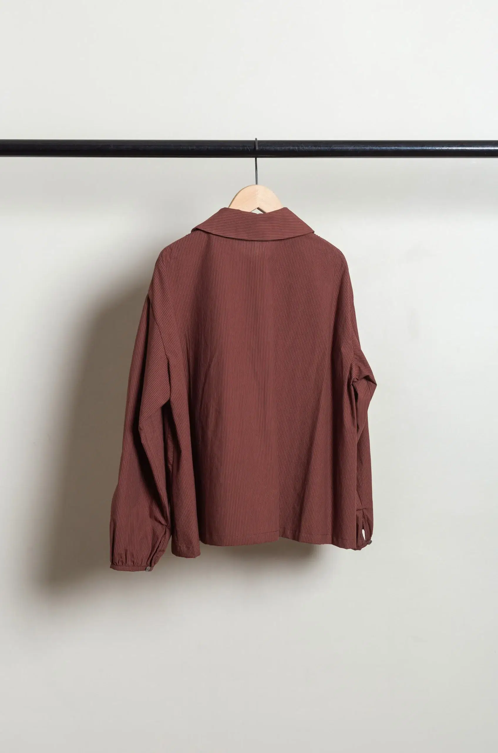 CAWLEY - JAPANESE STRIPE TYPEWRITER COTTON JESSIE SHIRT - BURGUNDY STRIPE