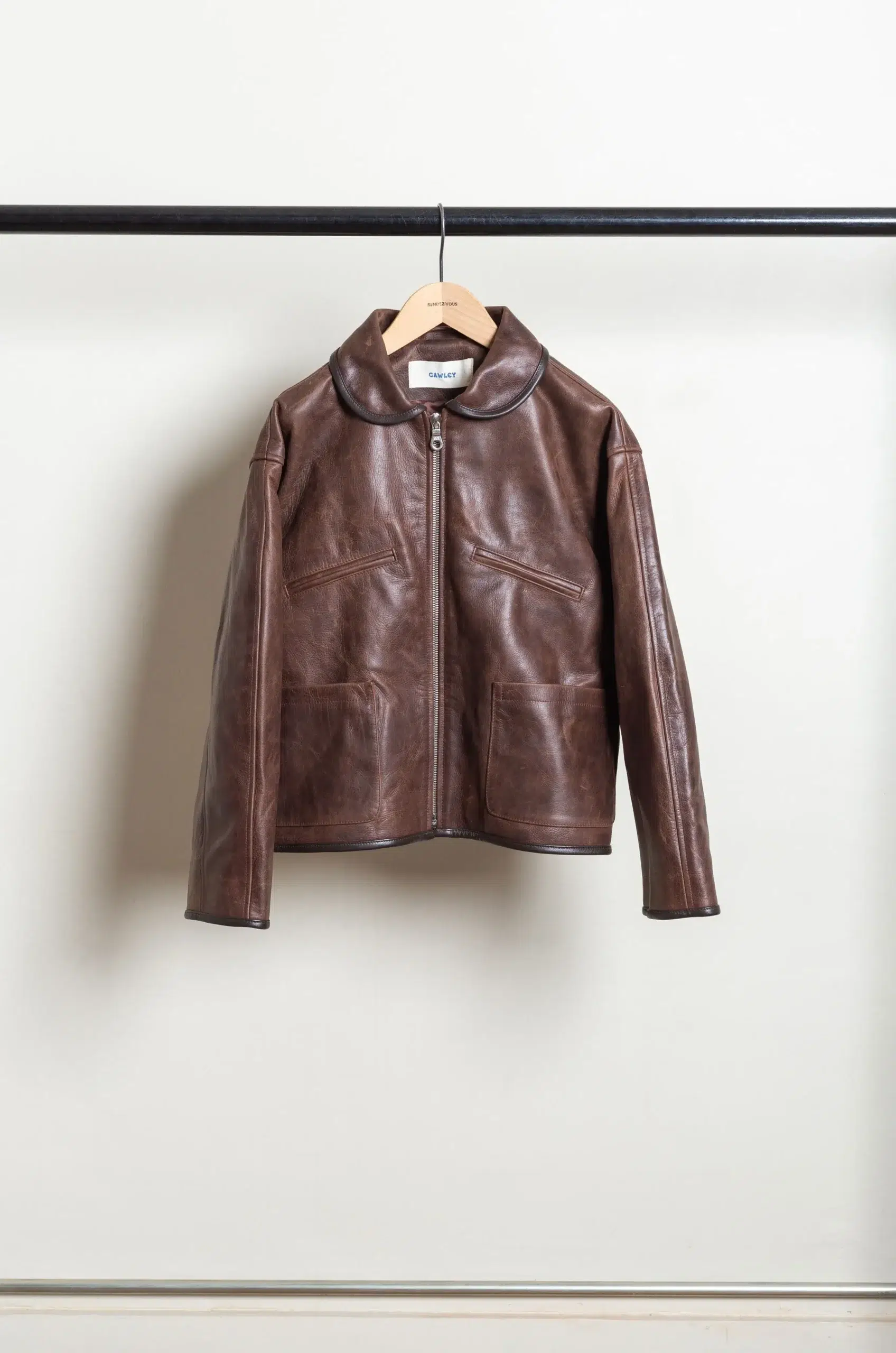 CAWLEY - WAXED LEATHER FLYING JACKET - WALNUT