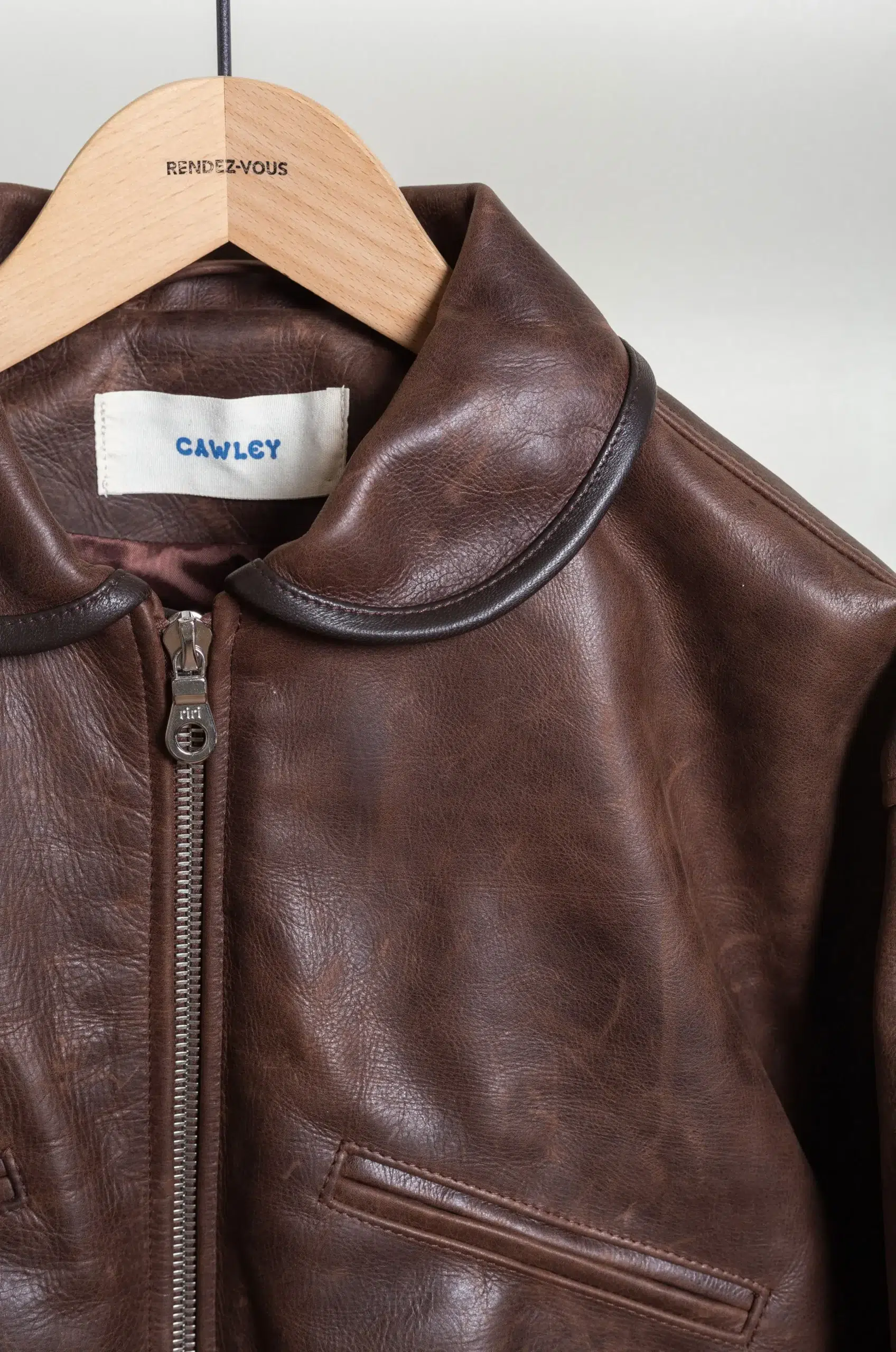 CAWLEY - WAXED LEATHER FLYING JACKET - WALNUT