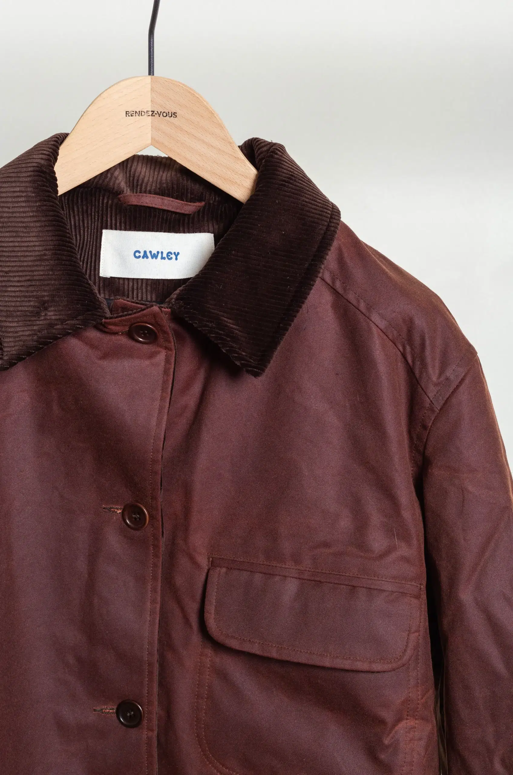 CAWLEY - BRITISH WAXED OILSKIN / 8-WALE CORD HUNTER JACKET - CHESTNUT/CHOCOLATE