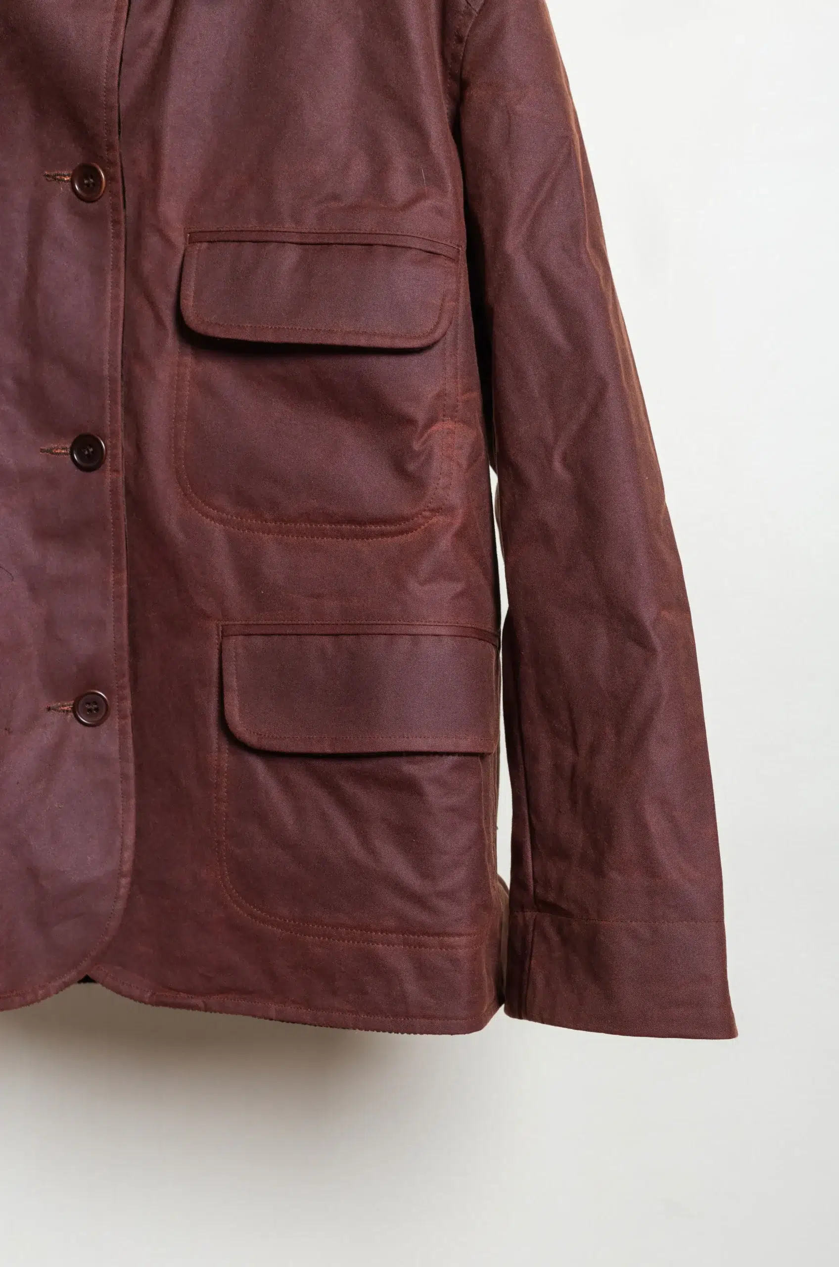 CAWLEY - BRITISH WAXED OILSKIN / 8-WALE CORD HUNTER JACKET - CHESTNUT/CHOCOLATE