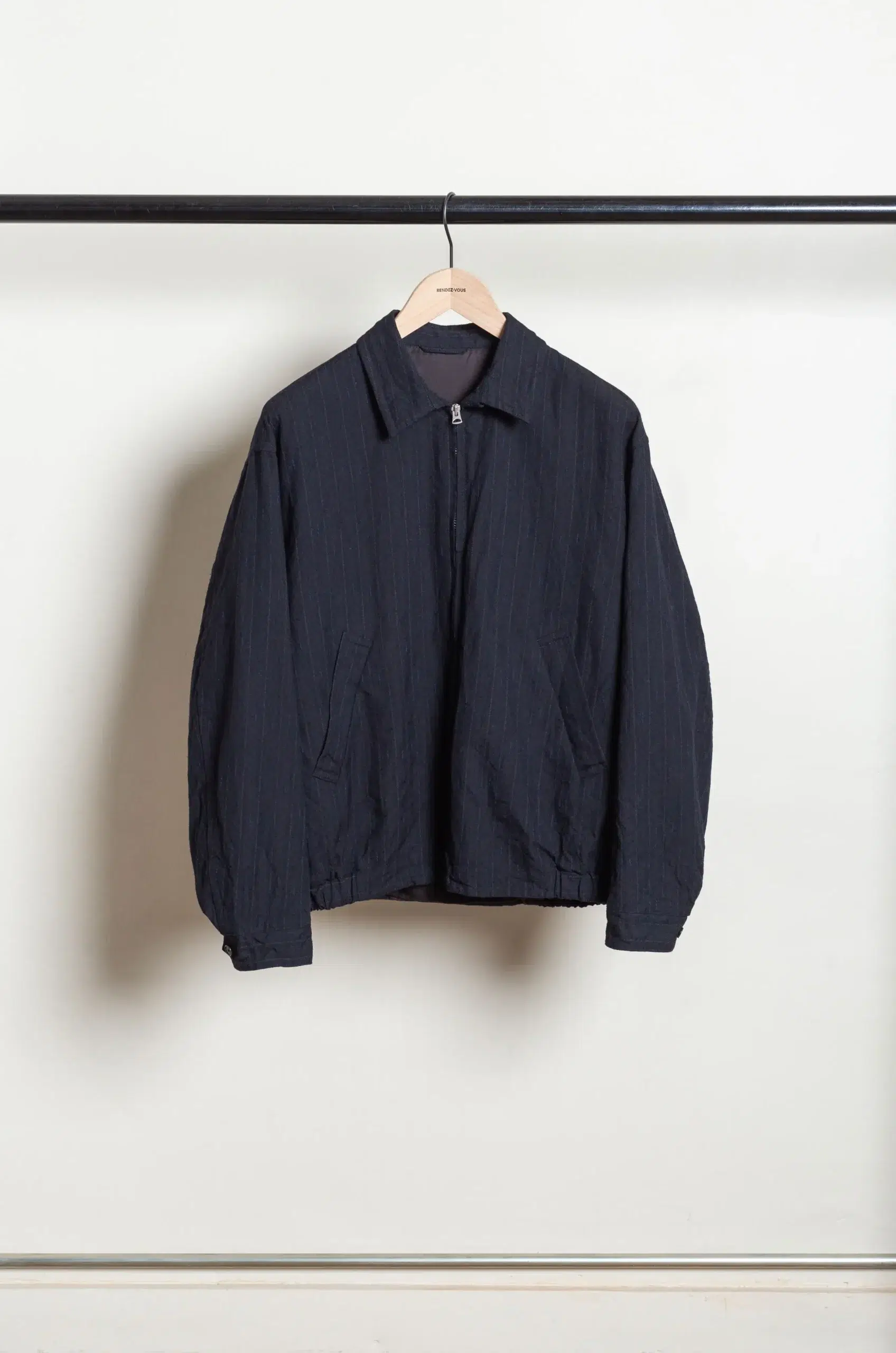 Kaptain Sunshine - Wool Stripe Zip Blouson KS26FJK21 - NAVY