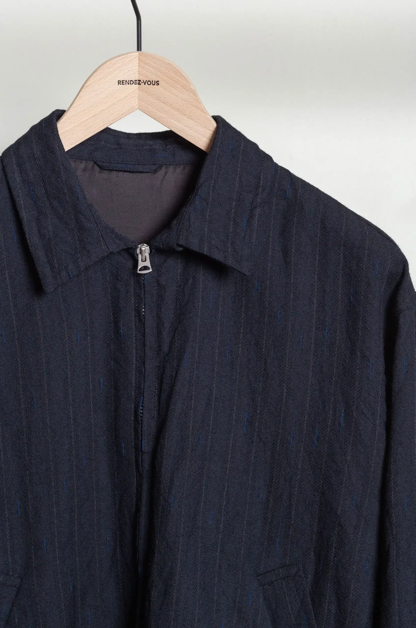 Kaptain Sunshine - Wool Stripe Zip Blouson KS26FJK21 - NAVY