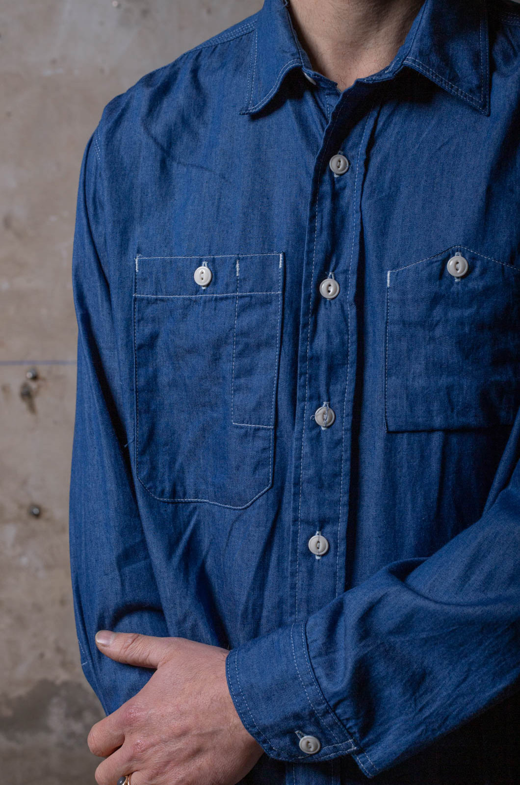 Engineered Garments -Work Shirt - Blue Cotton Denim Shirting