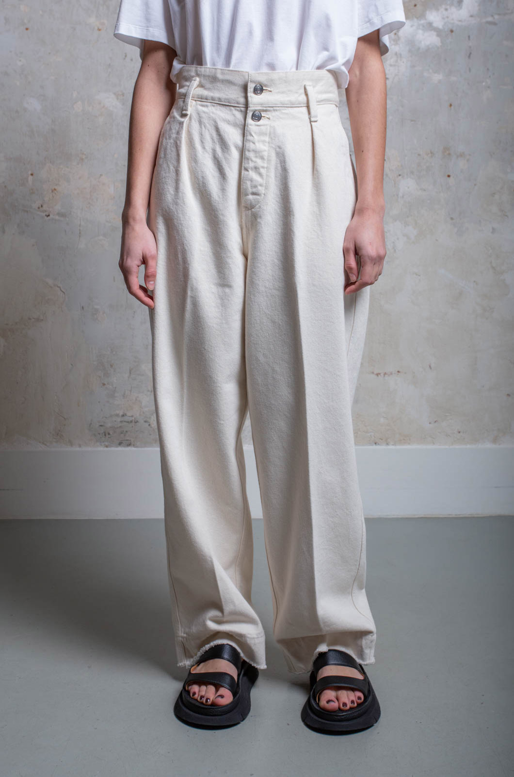 Tanaka - The Wide Jean Trousers - Rinsed Raw White - RENDEZ-VOUS STORE