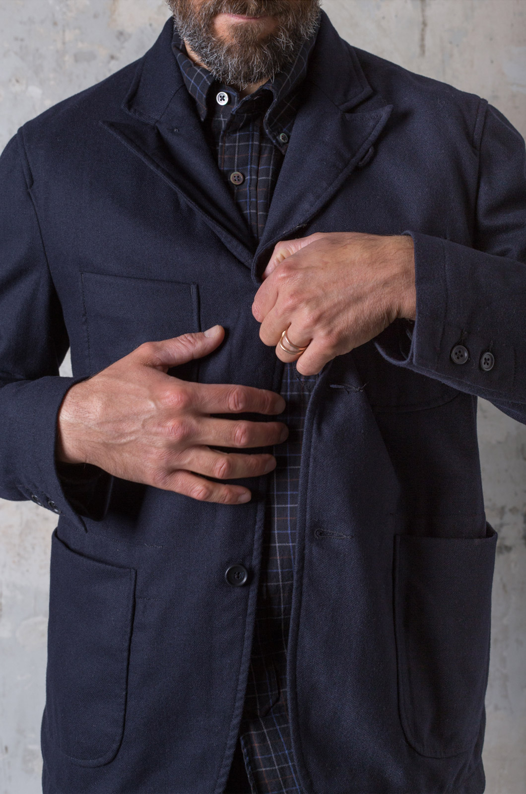 Engineered Garments - NB Jacket Wool - Dark Navy