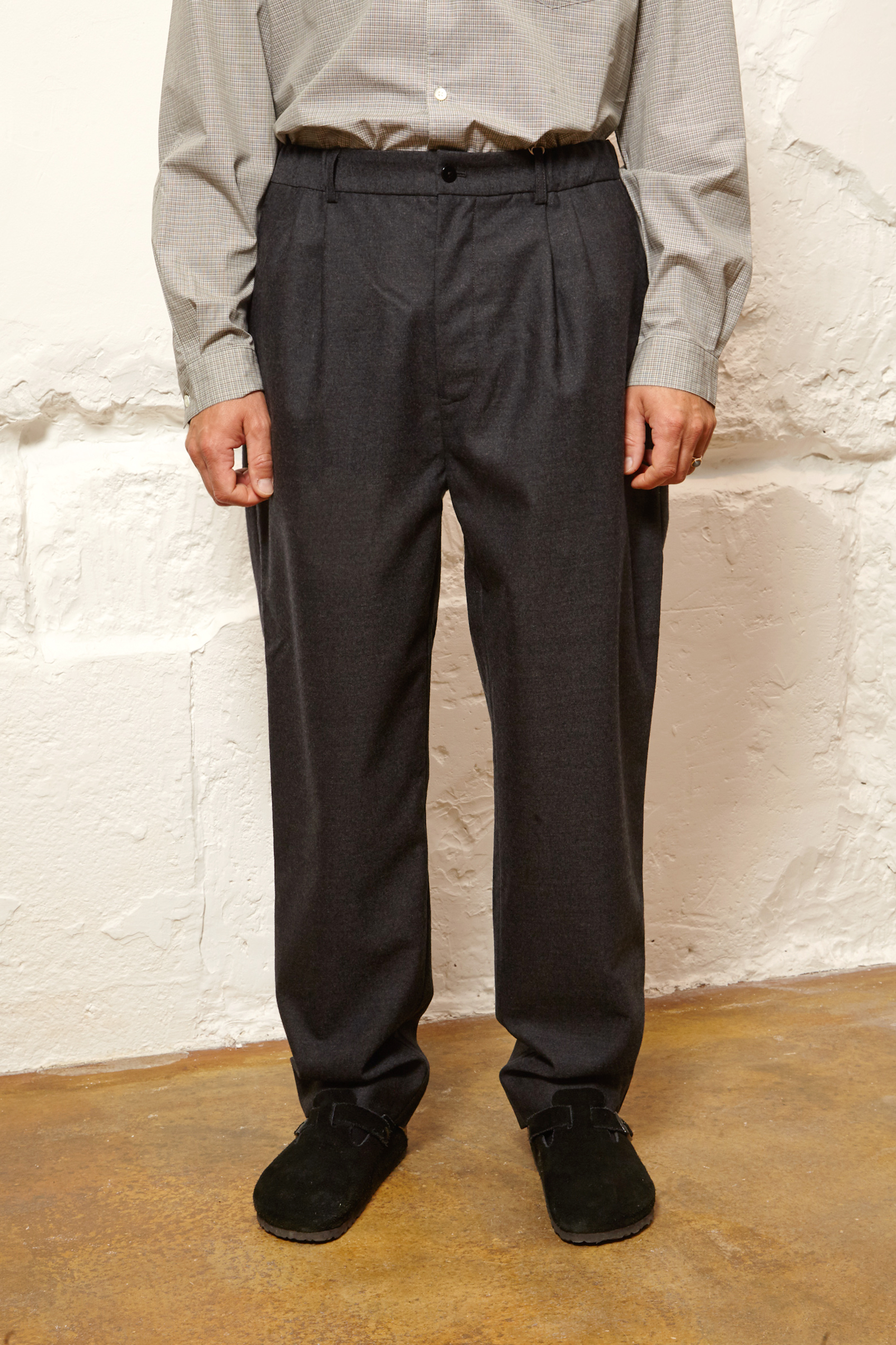 Still By Hand - Relaxed Wool Pants - Charcoal