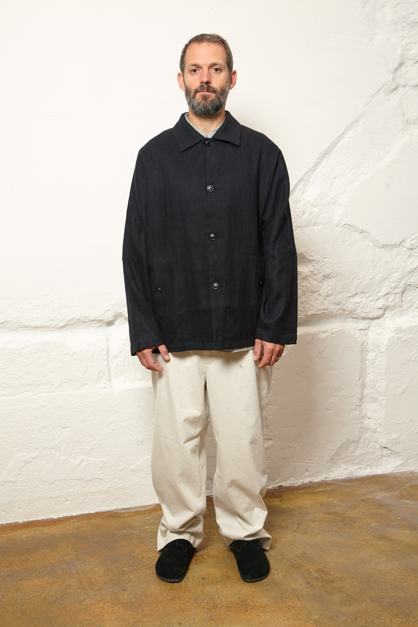 Still By Hand - Peach Skin Linen Jacket - Black