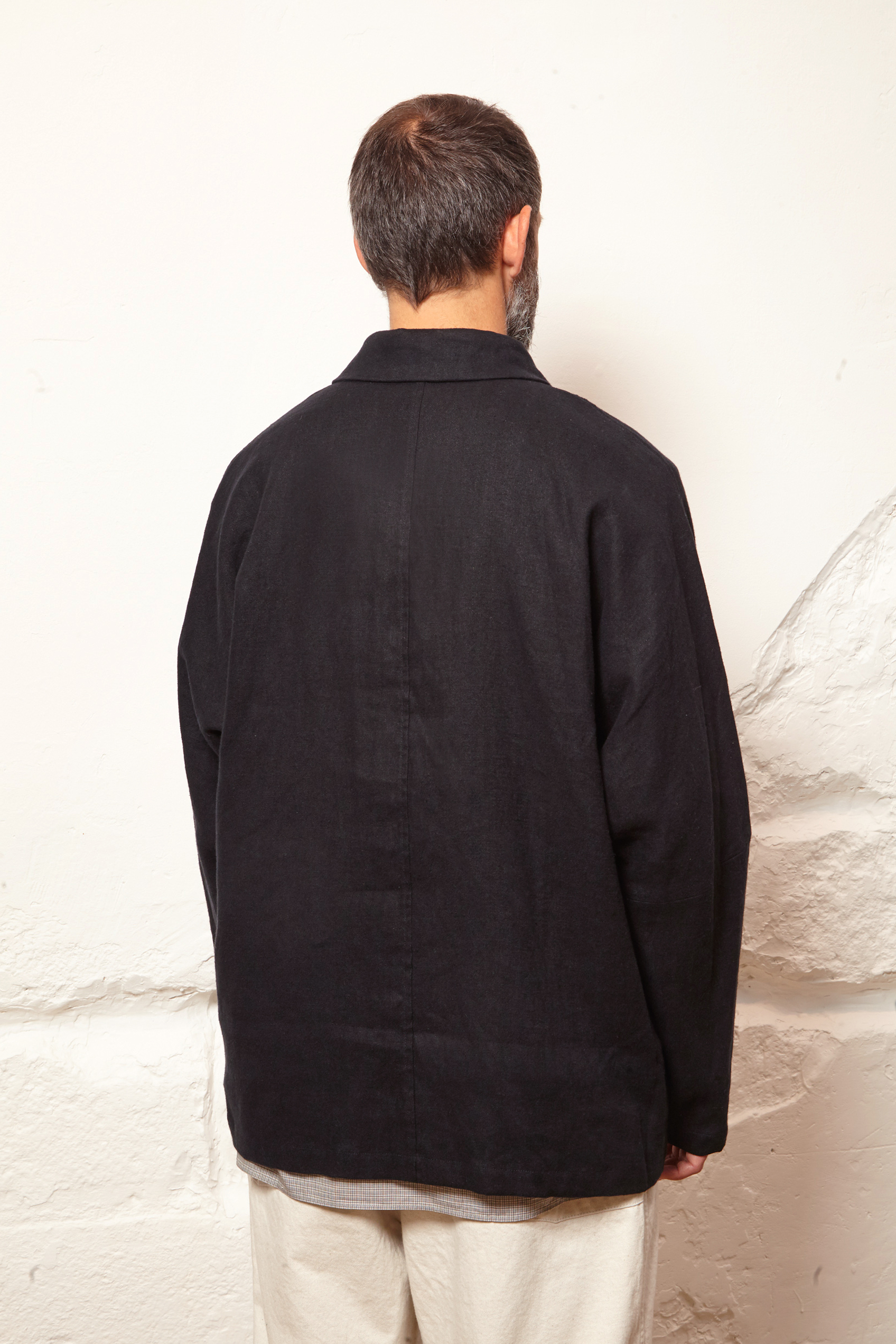 Still By Hand - Peach Skin Linen Jacket - Black