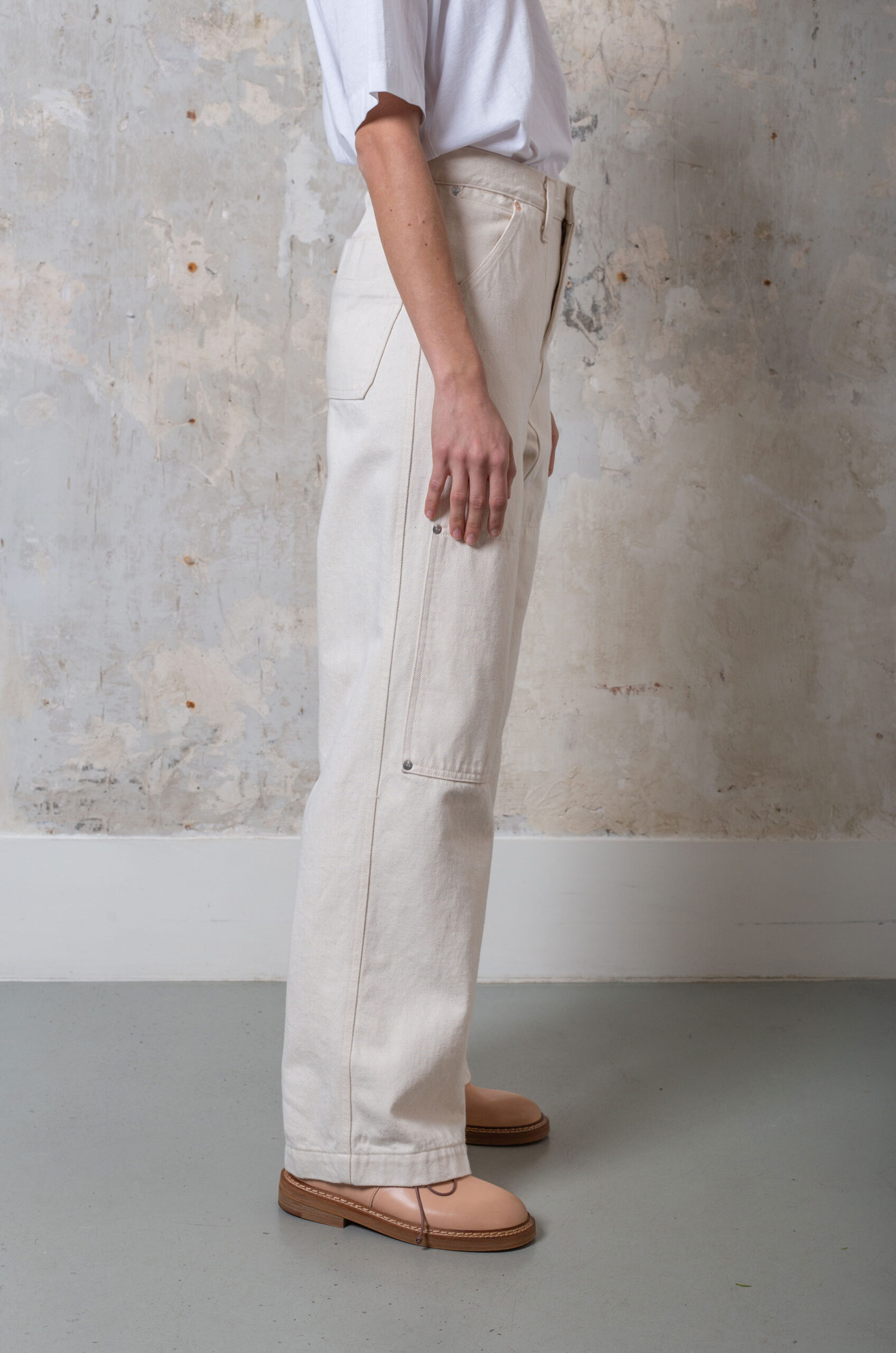 Tanaka - Work Jean Trousers - Rinsed Raw White