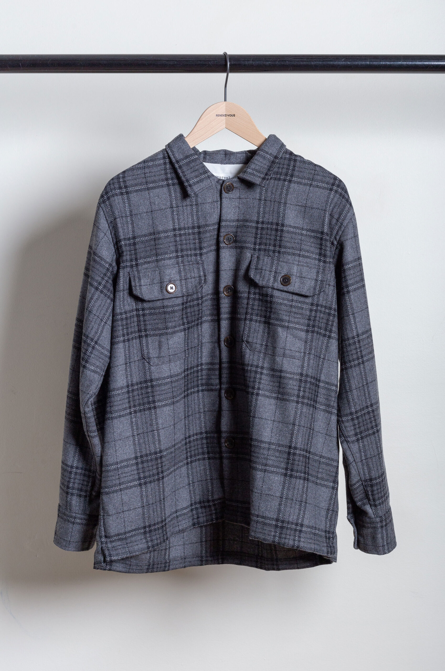 Universal Works - Recycled Olver Check L/S Utility Shirt - Grey