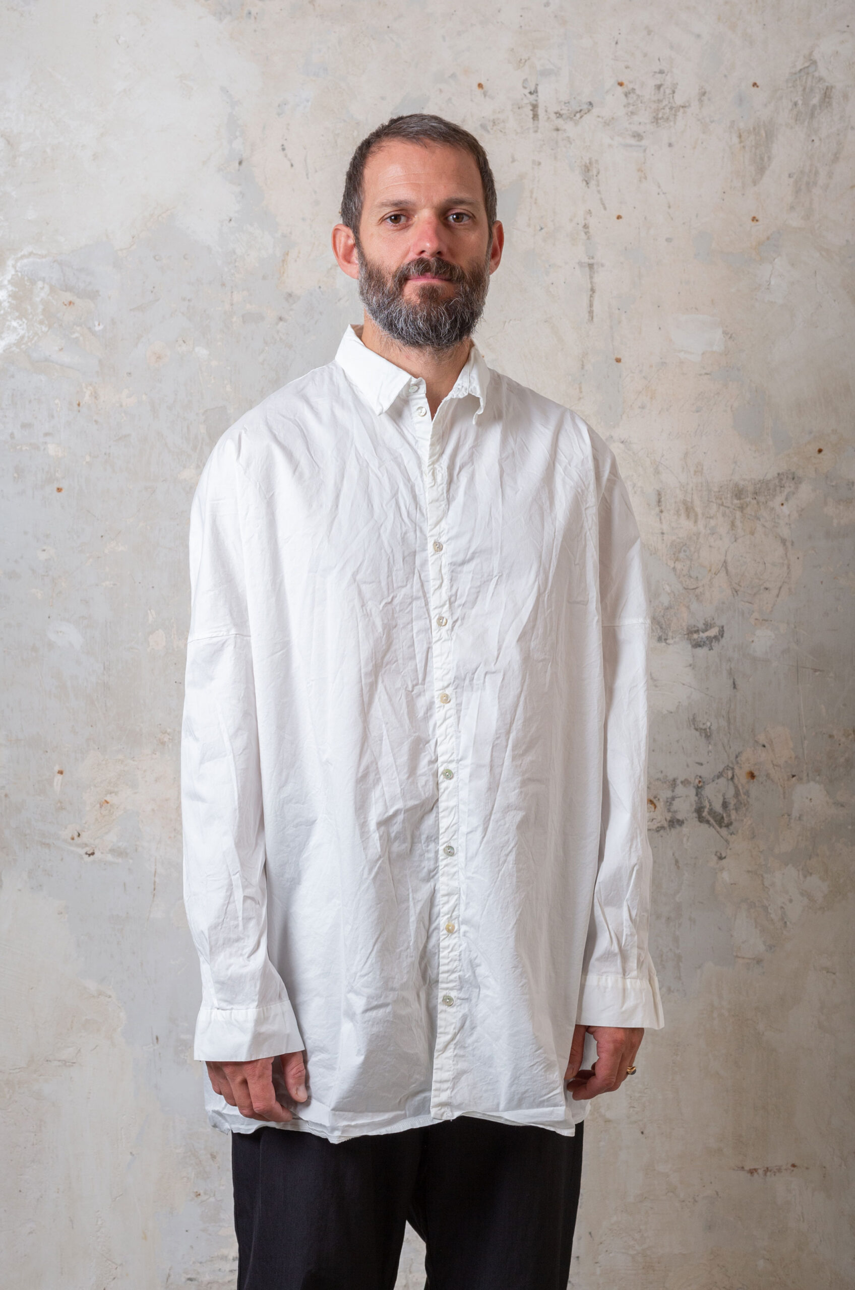 Album Di Famiglia - Men Loose Collar Shirt TS - Milk - RENDEZ-VOUS