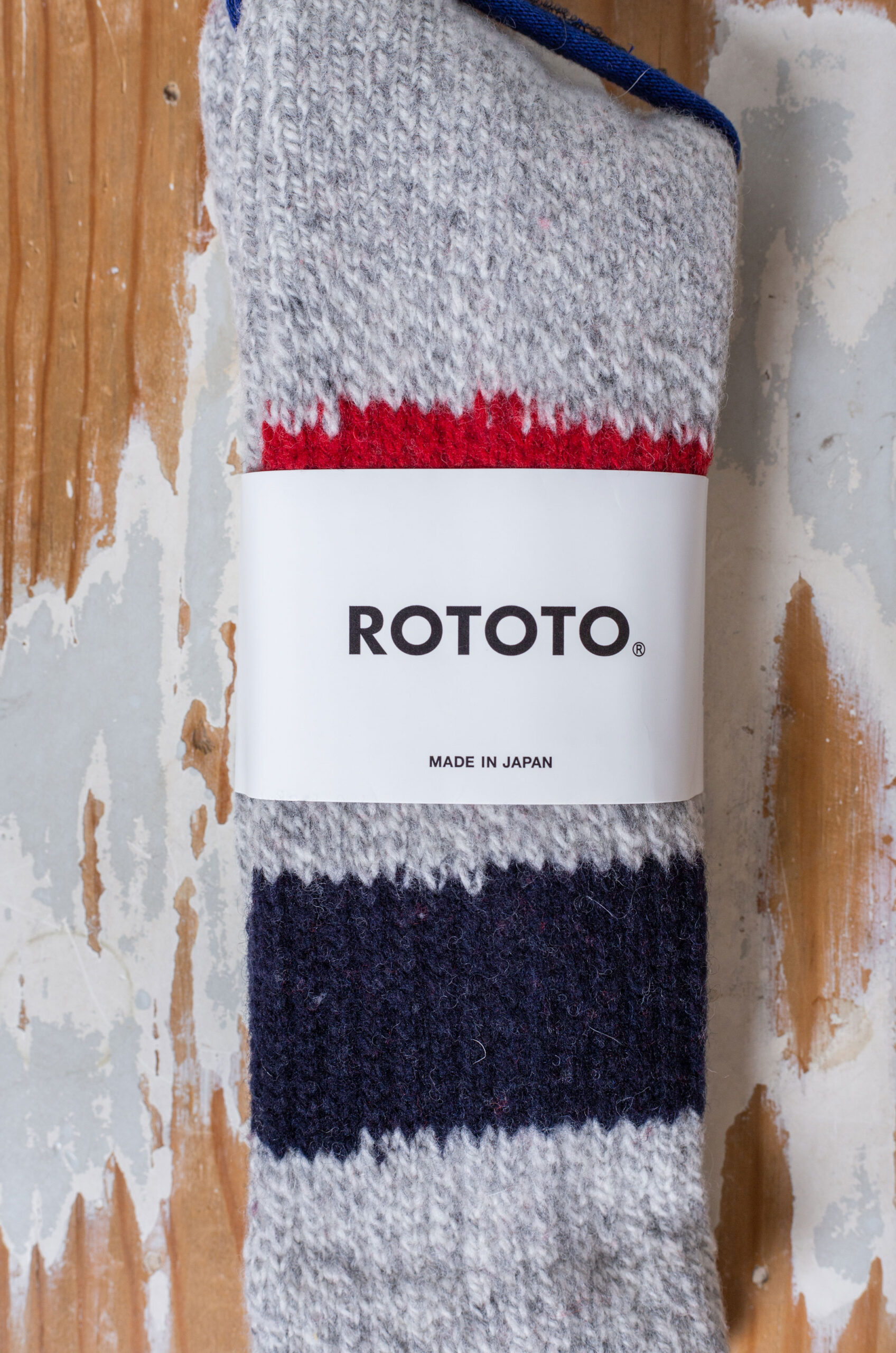 Rototo - Retro Winter Outdoor Socks - Gry/Nvy/Red - RENDEZ-VOUS STORE