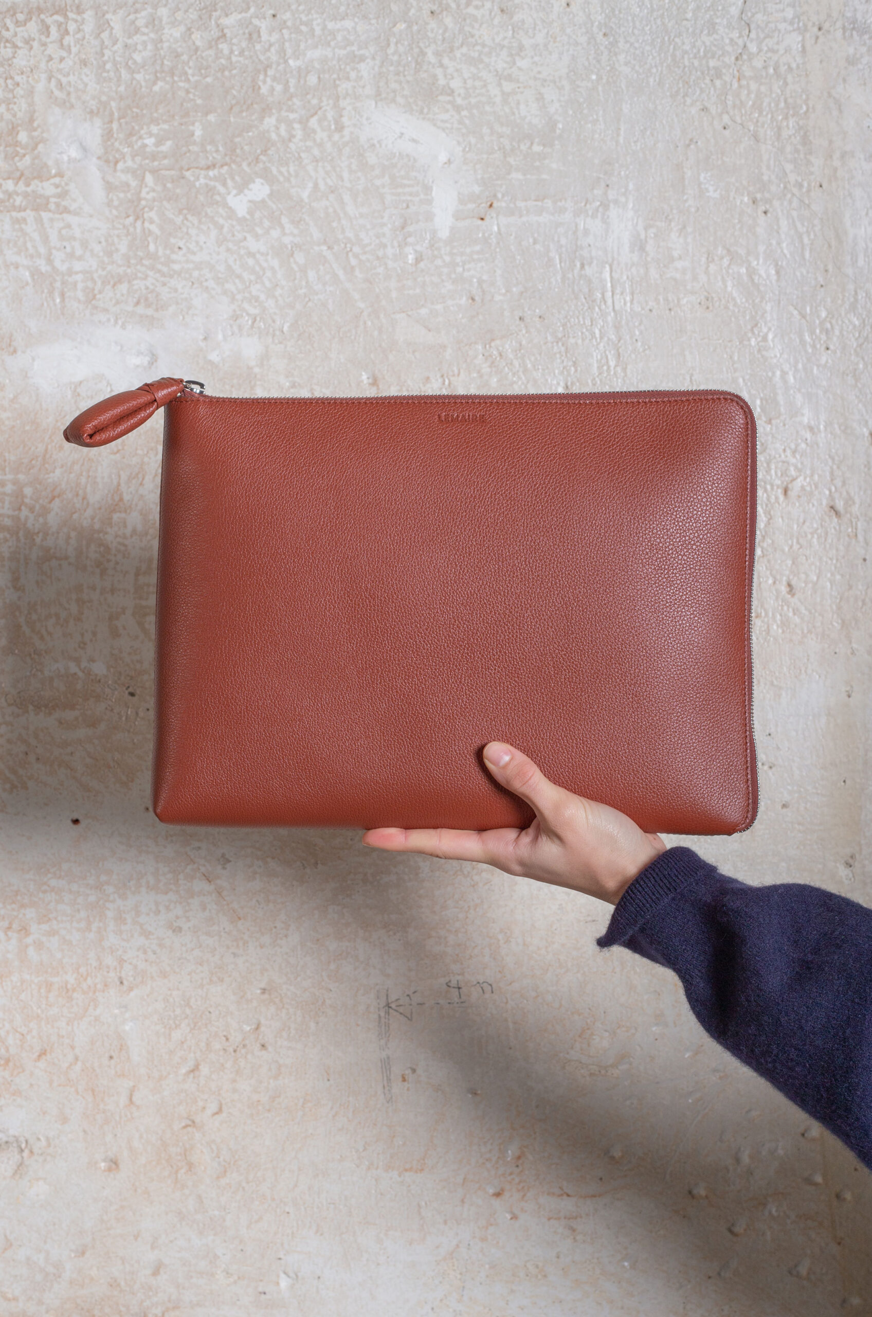 Leather document holder clutch - Brown