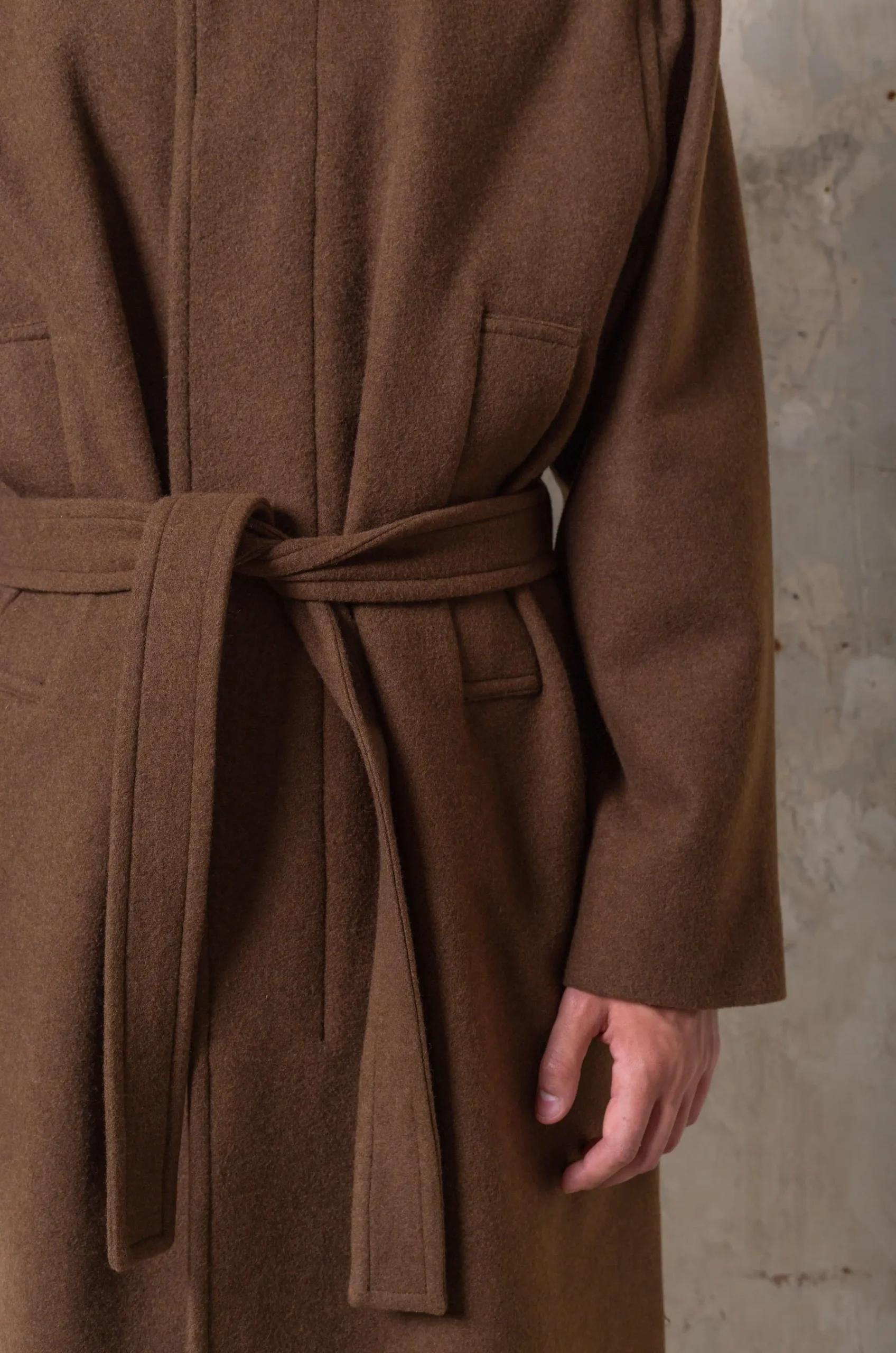 Inspiration Robe-Peignoir Coat in Dark Brown/Beige color - LEMAIRE -  Lemaire-EU