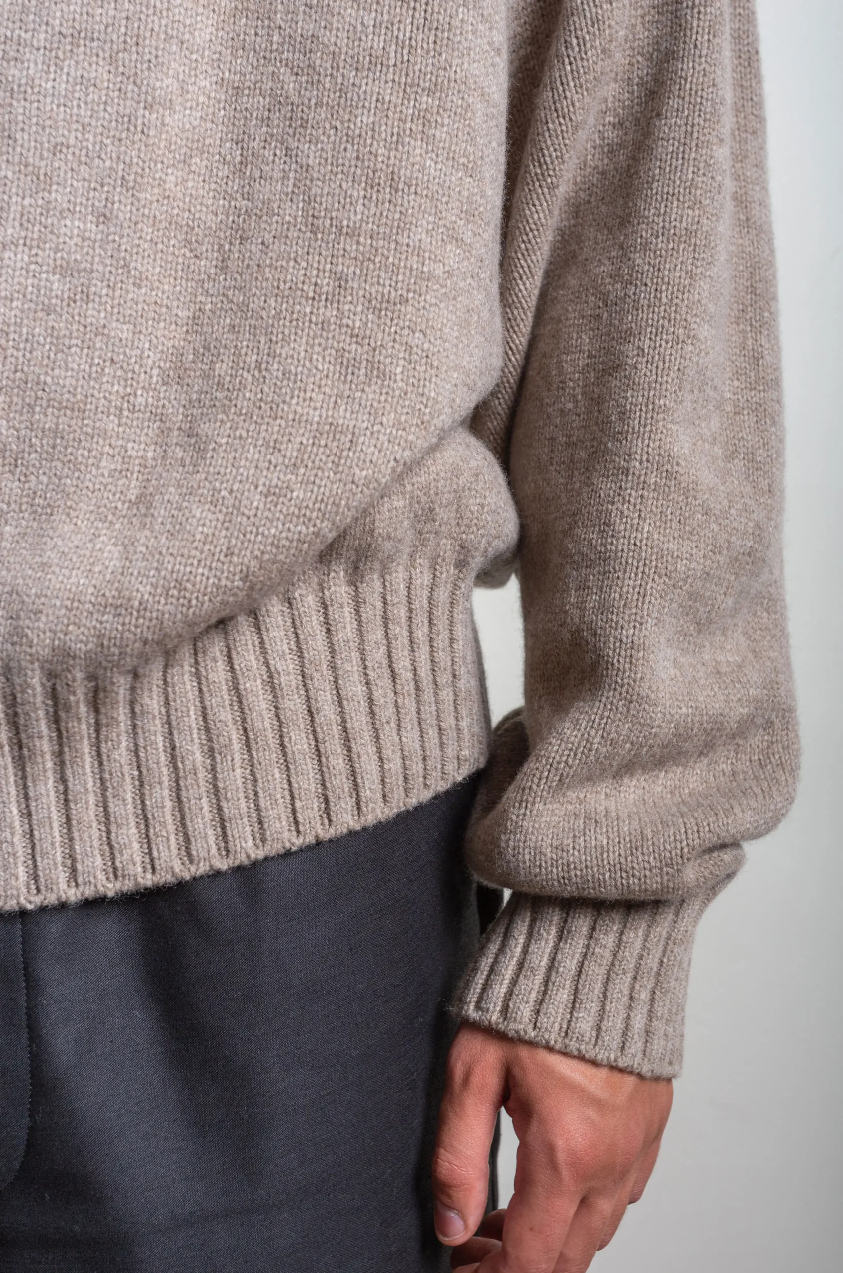 Stein - Ex fine Lambs Loose High Neck Knit - Beige