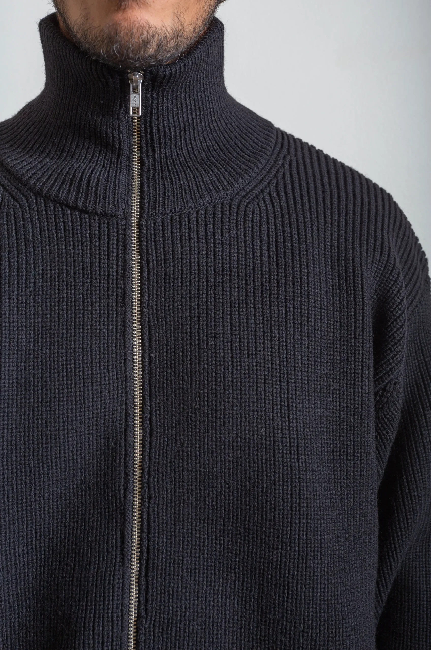 Stein - Men Oversized Drivers Knit Zip Jacket Black - Rendez-vous