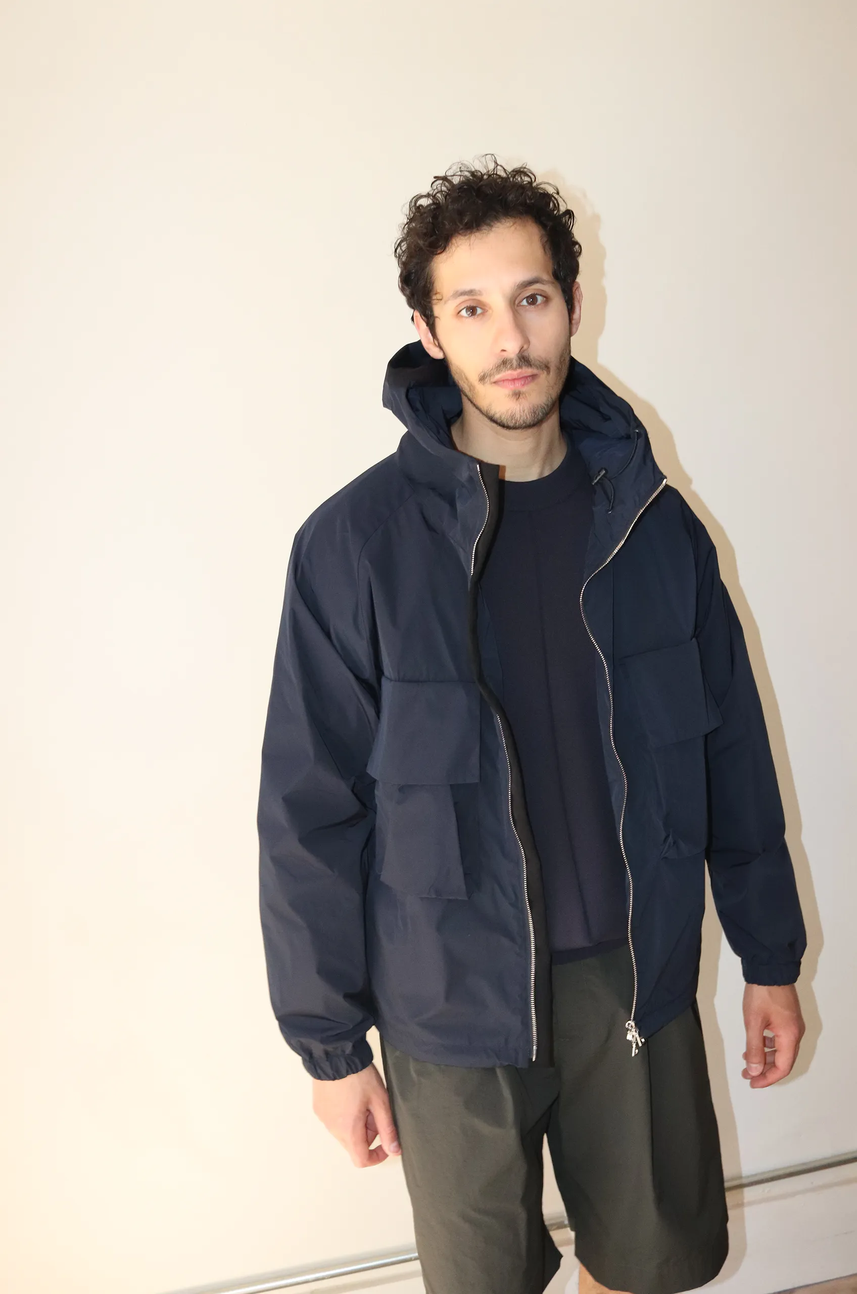 Stein - Nylon Tafta Hooded Short Jacket - Dark Navy