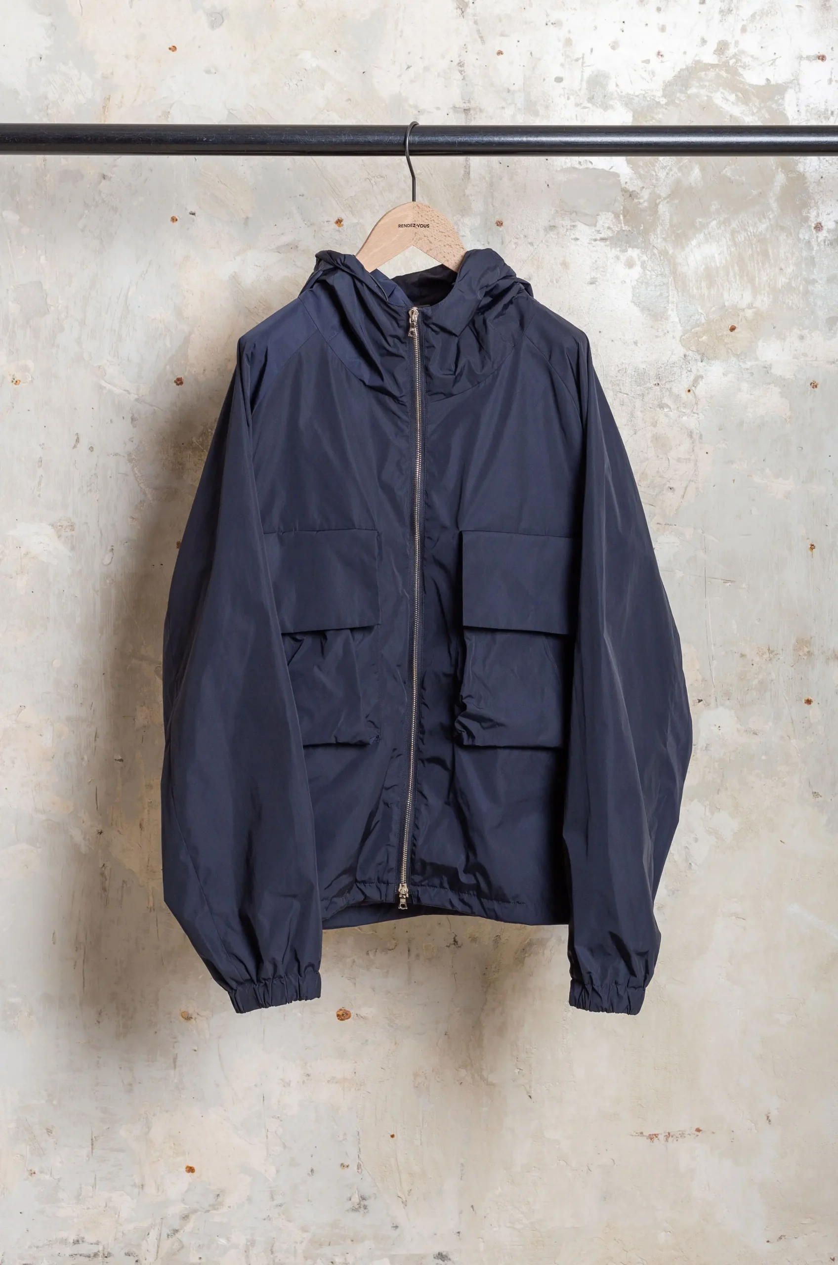 Stein - Nylon Tafta Hooded Short Jacket Dark Navy - Rendez-vous Store